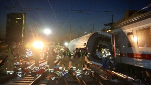 Efter tågolyckan i Mannheim i går kväll. Tågolycka i Mannheim i augusti 2014.