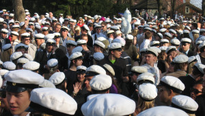 Studenter på Vårdberget i Åbo på valborg 2008