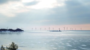 Finlands Havsvinds bild föreställer den planerade vindkraftsparken utanför Ingå och Raseborg. Finlands havsvinds bild som föreställer en planerad vindkraftspark utanför Ingå och Raseborg.