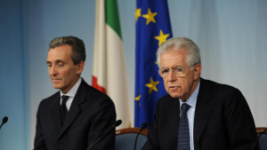 Finansminister Vittorio Grilli och premiärminister Mario Monti