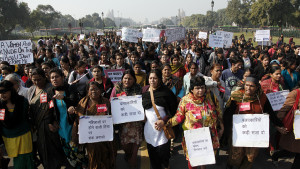 Demonstranter i New Delhi 21 december