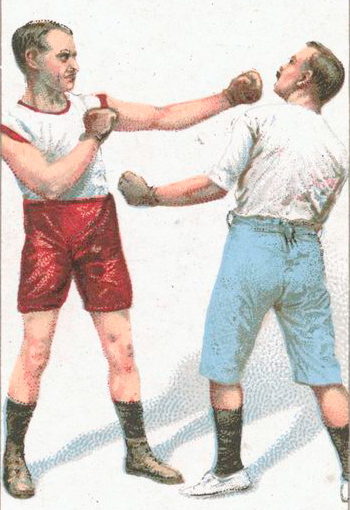 photo from nypl archives of an old-timey boxing match
