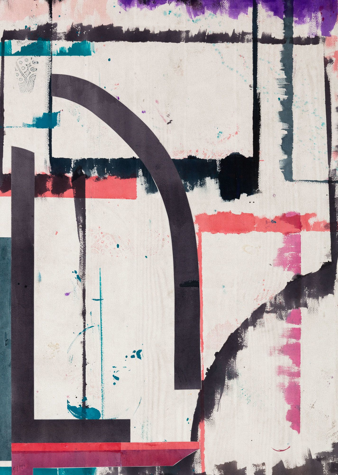 Untitled (floor paper, outlines, curves, edges), details