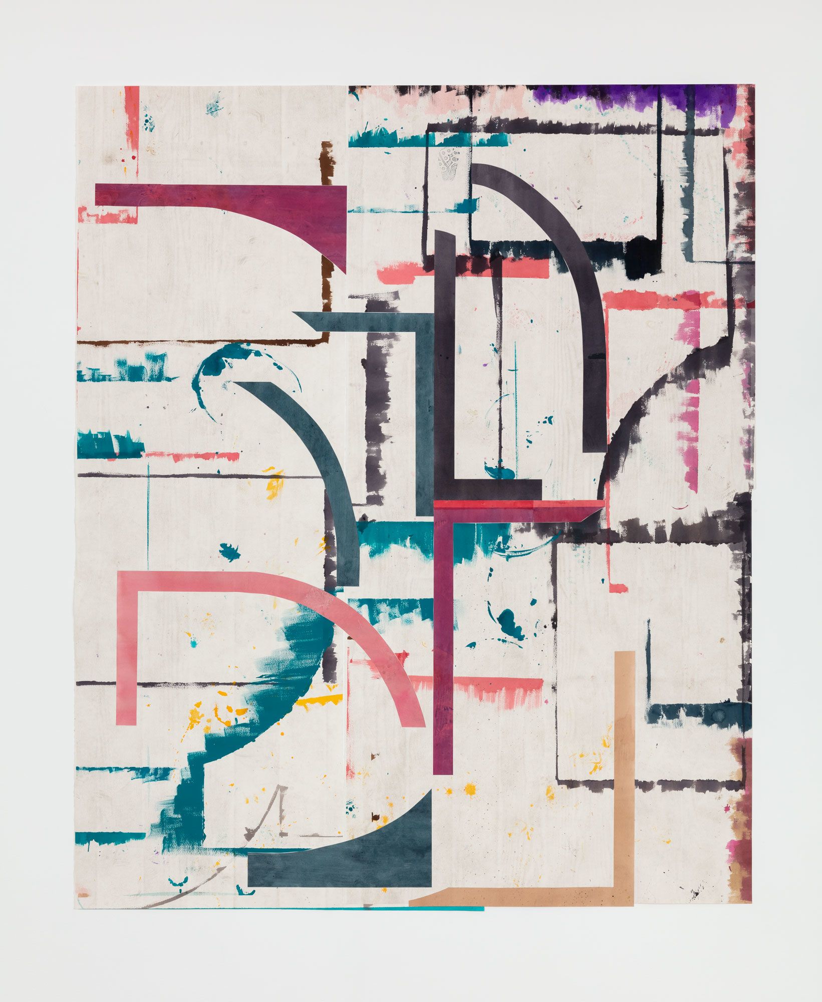 Untitled (floor paper, outlines, curves, edges)
