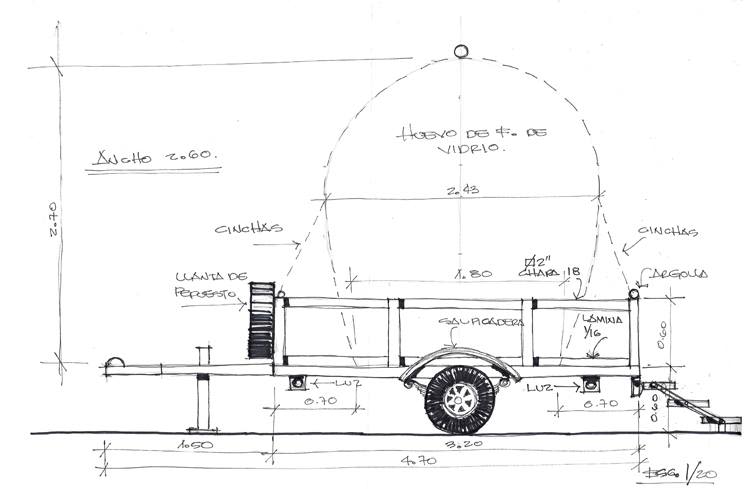 Preliminary drawings for the NuMu replica and trailer by architect Erick Baldizón (copy)