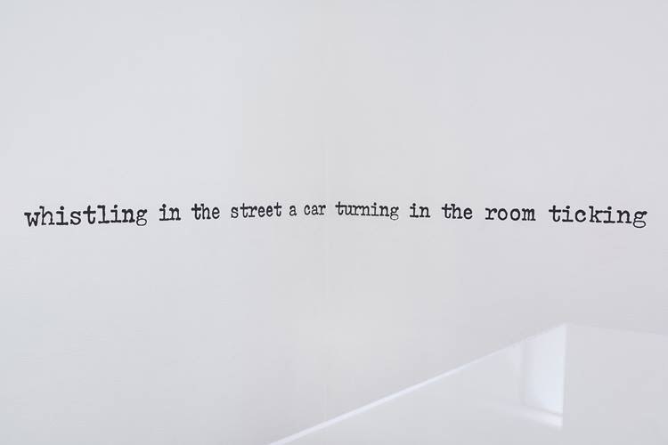 Aram Saroyan, whistling in the street a car turning in the room ticking