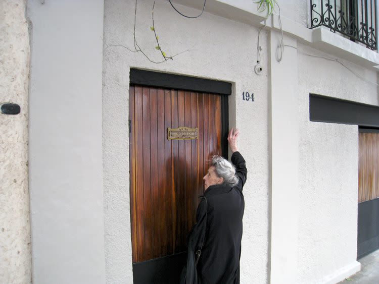 Leonora Carrington ringing her own doorbell (Cast List for The Hearing Trumpet), detail