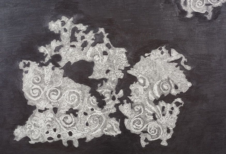 2 embroidered fragments from Kertch reconstruction, detail