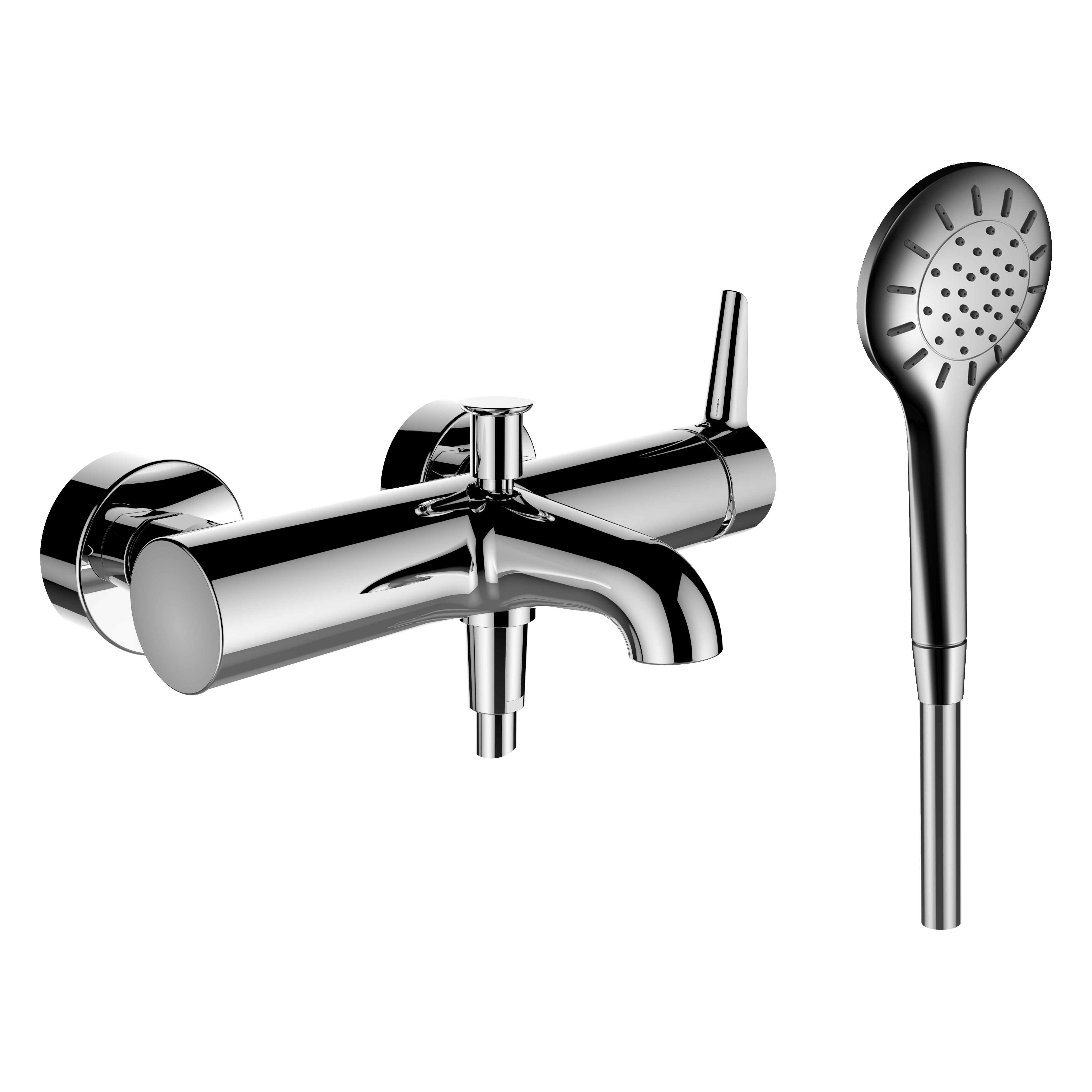 Pure mitigeur bain mural avec inverseur avec garniture de douche chromé