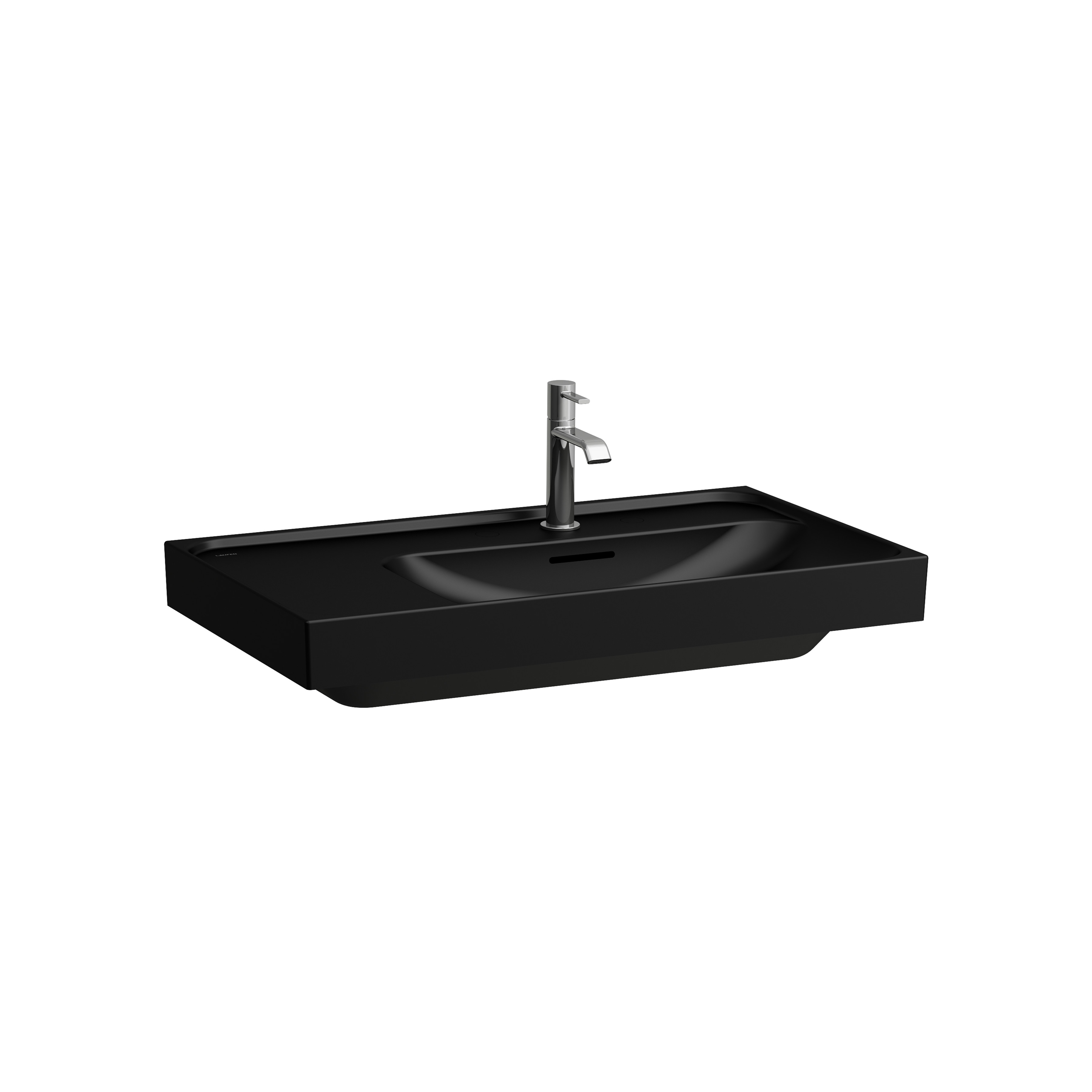 Meda lavabo mural ou à poser sur meuble tablette à gauche noir mat 800x460x80 mm