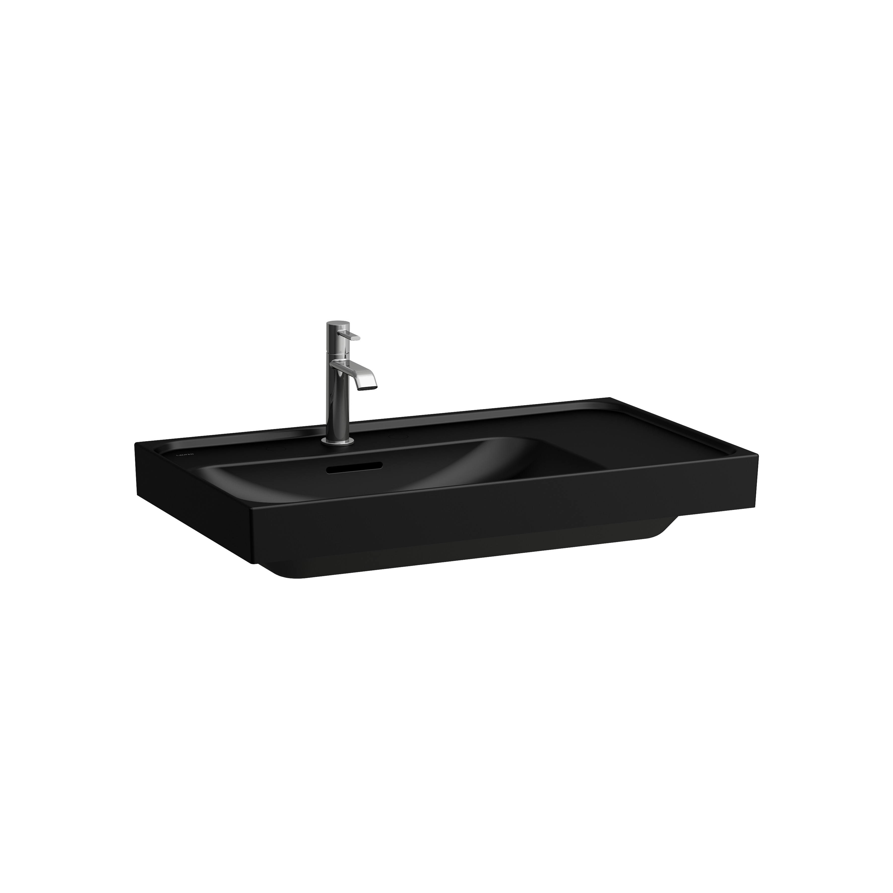 Meda lavabo mural ou à poser sur meuble tablette à droite noir mat 800x460x80 mm