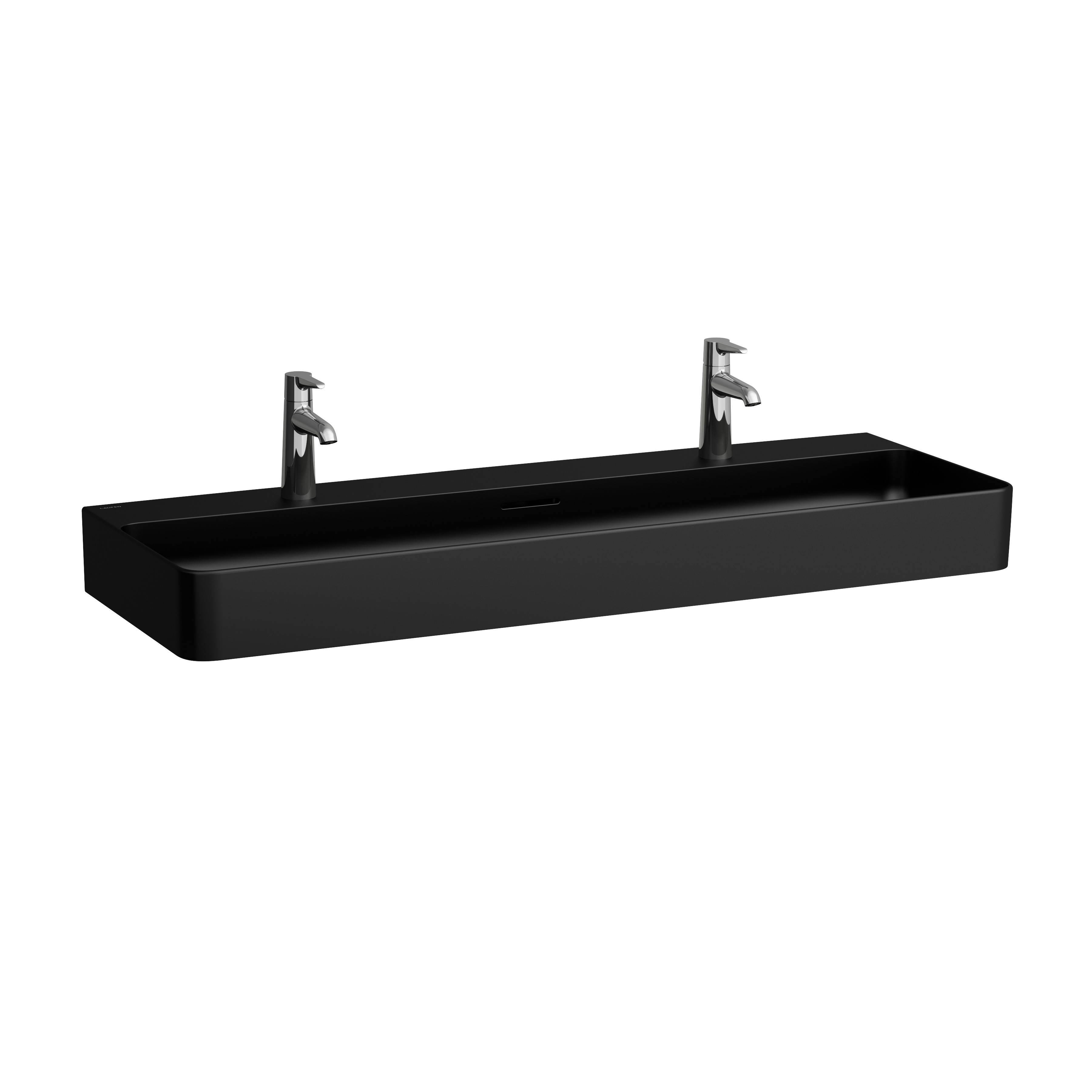 Val lavabo mural ou à poser sur meuble non percé 1200x420x115mm noir mat Val lavabo mural ou à poser sur meuble non percé 1200x420x115mm noir mat