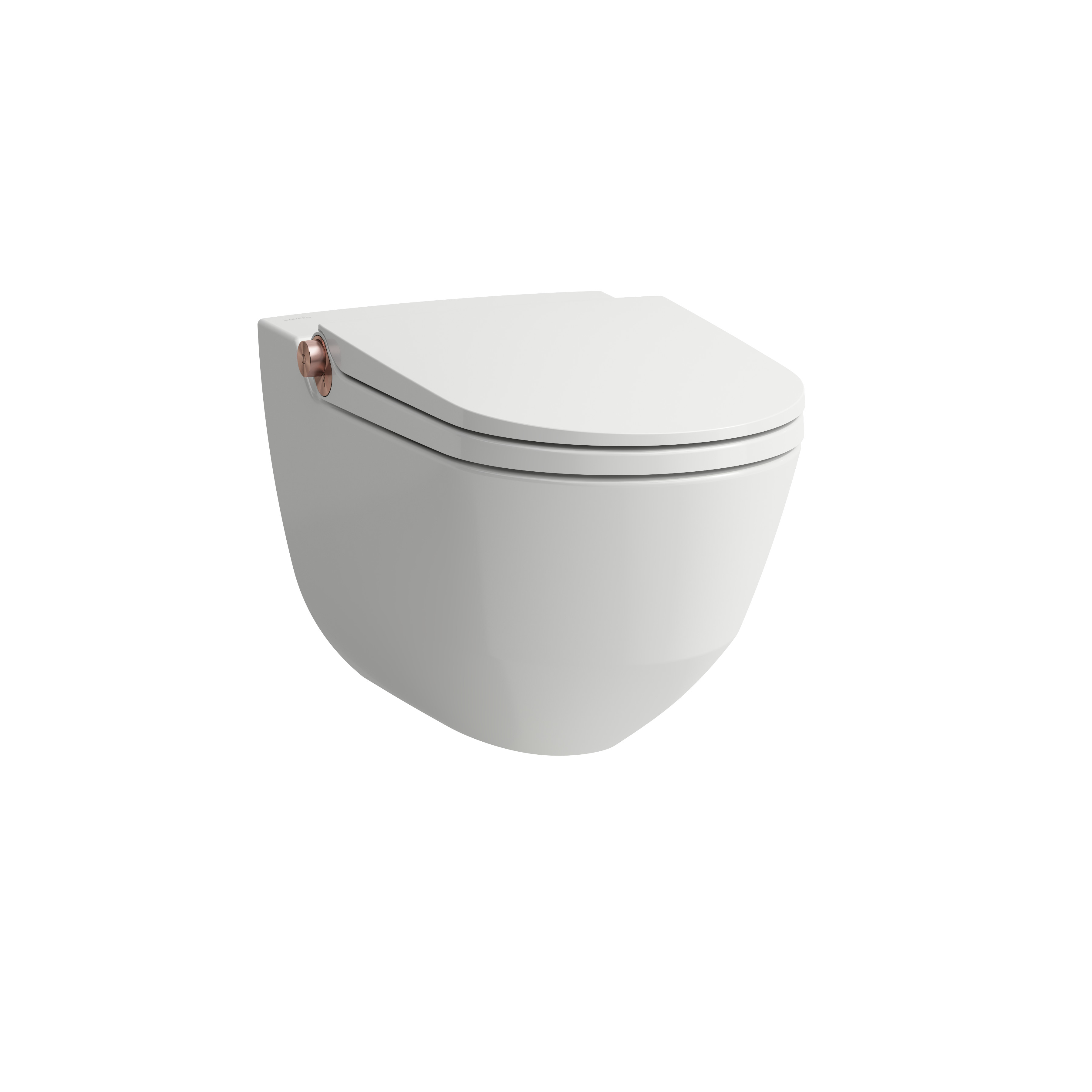 Riva wc lavant avec abattant céramique blanc lcc, bouton rose gold brossé