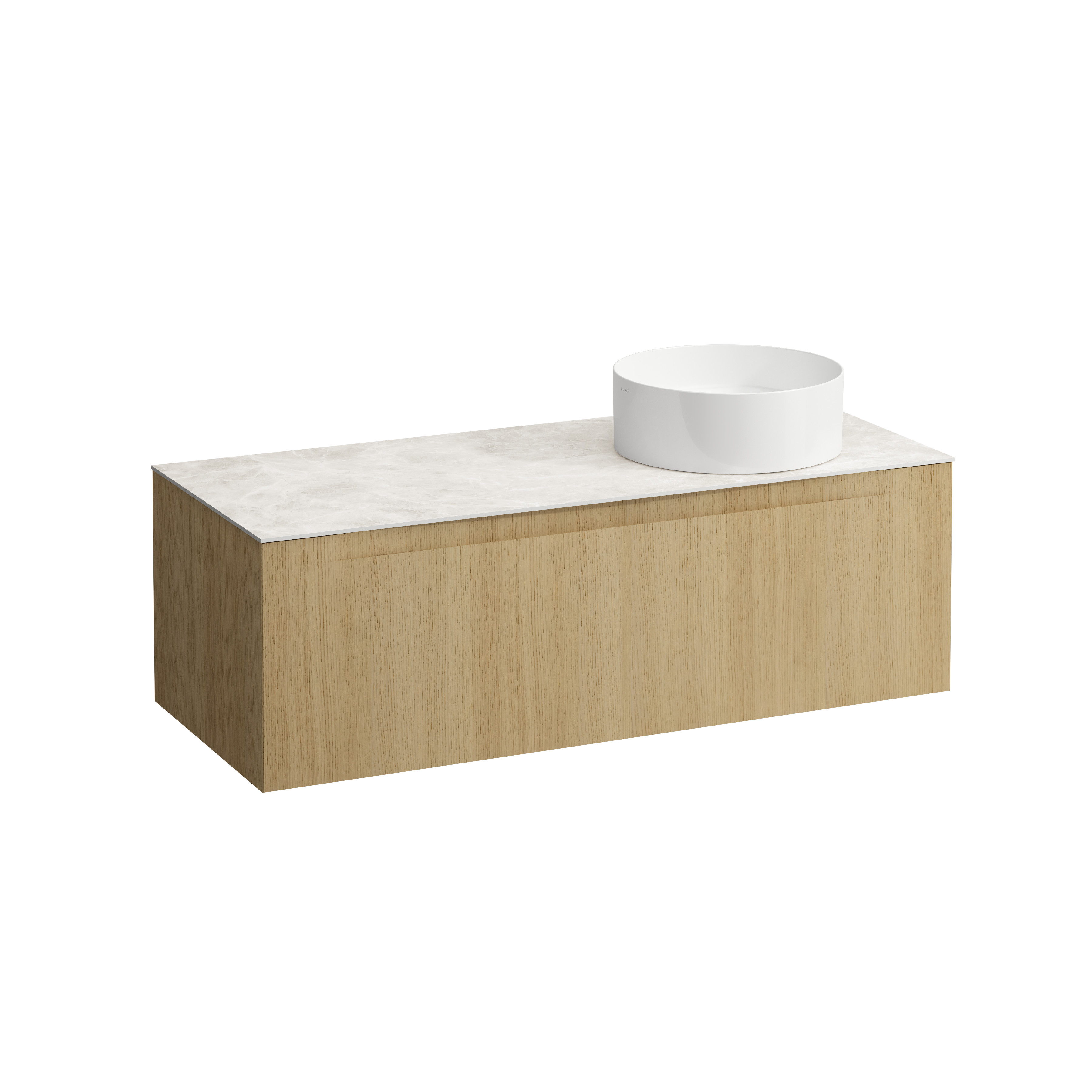 Arun meuble 1200 1t avec découpe à dte plan botticino crema chêne clair