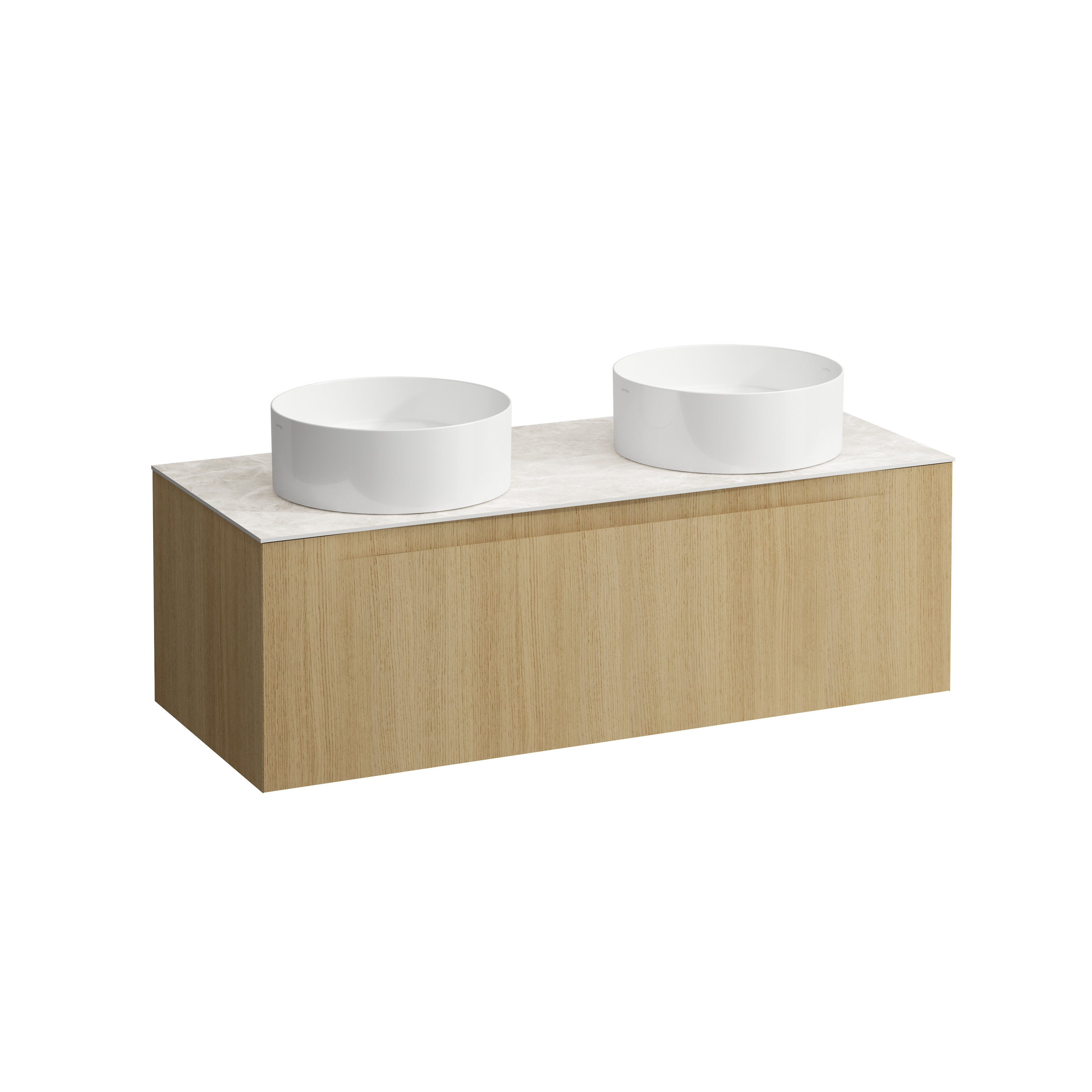 Arun 1200 1t avec découpe à gche et à dte plan botticino crema chêne clair