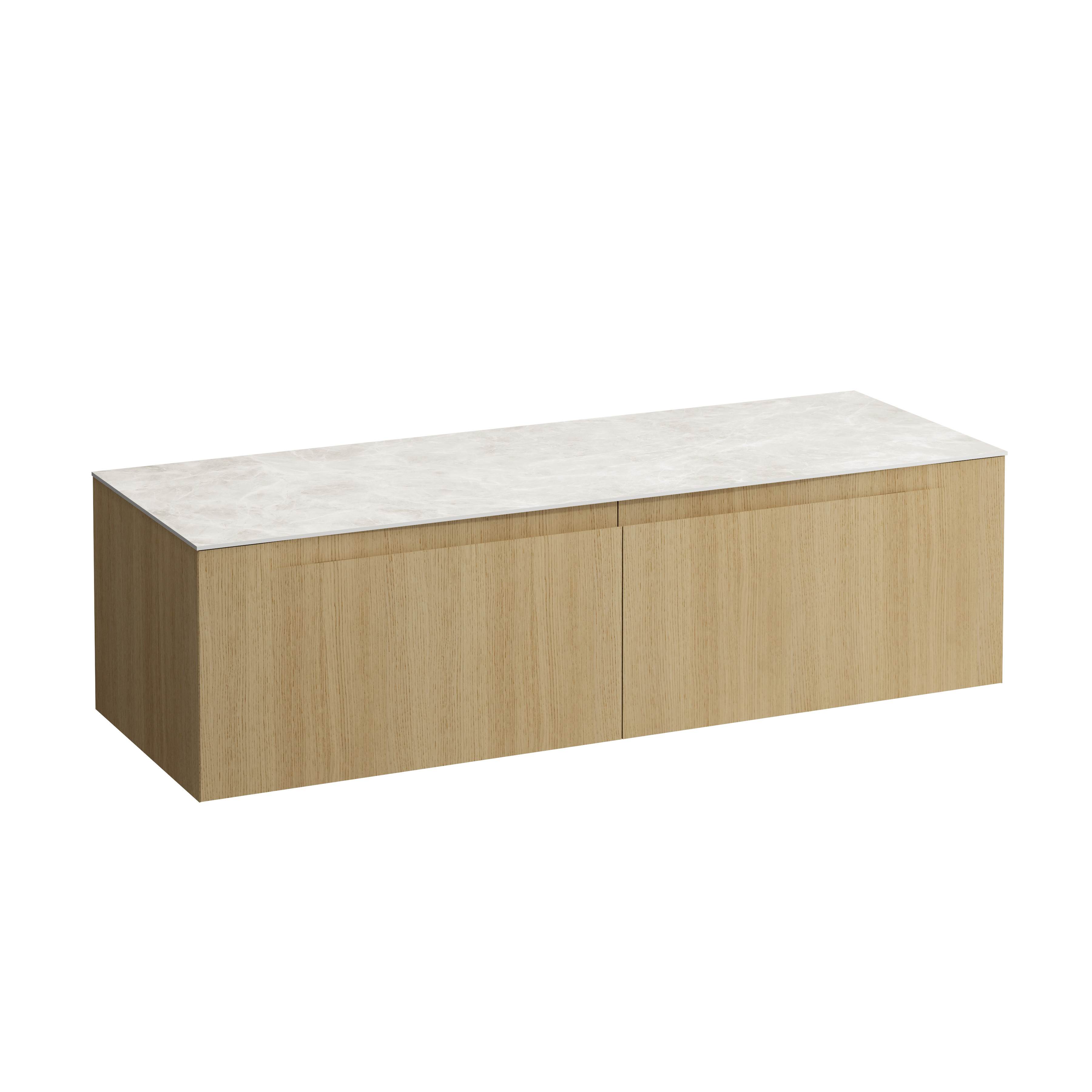 Arun meuble 1400 2t sans découpe plan botticino crema chêne clair