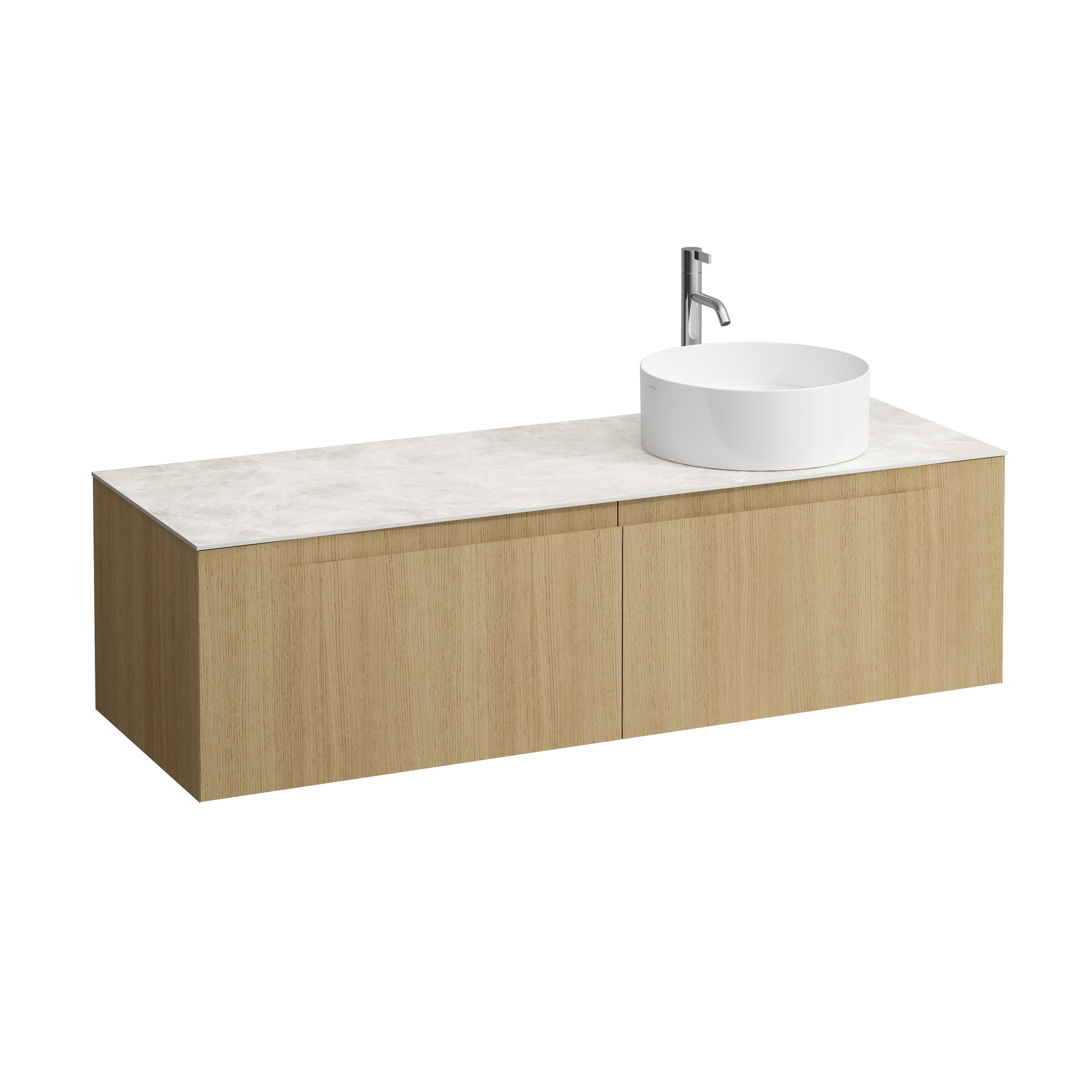Arun 1400 2t avec découpe à dte plan botticino crema percé 1t chêne clair