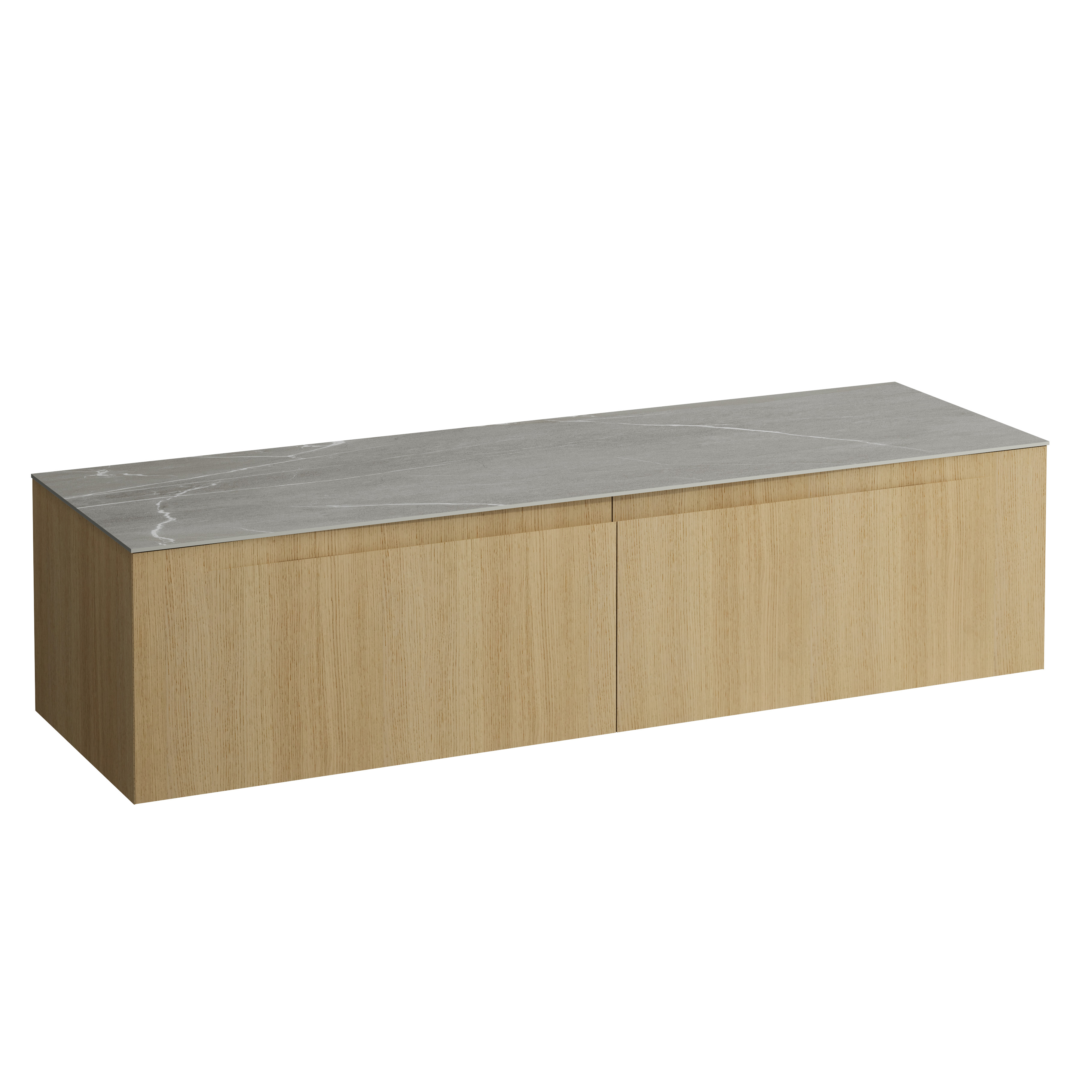 Arun meuble 1600 2t sans découpe plan piasentina grigio chêne clair