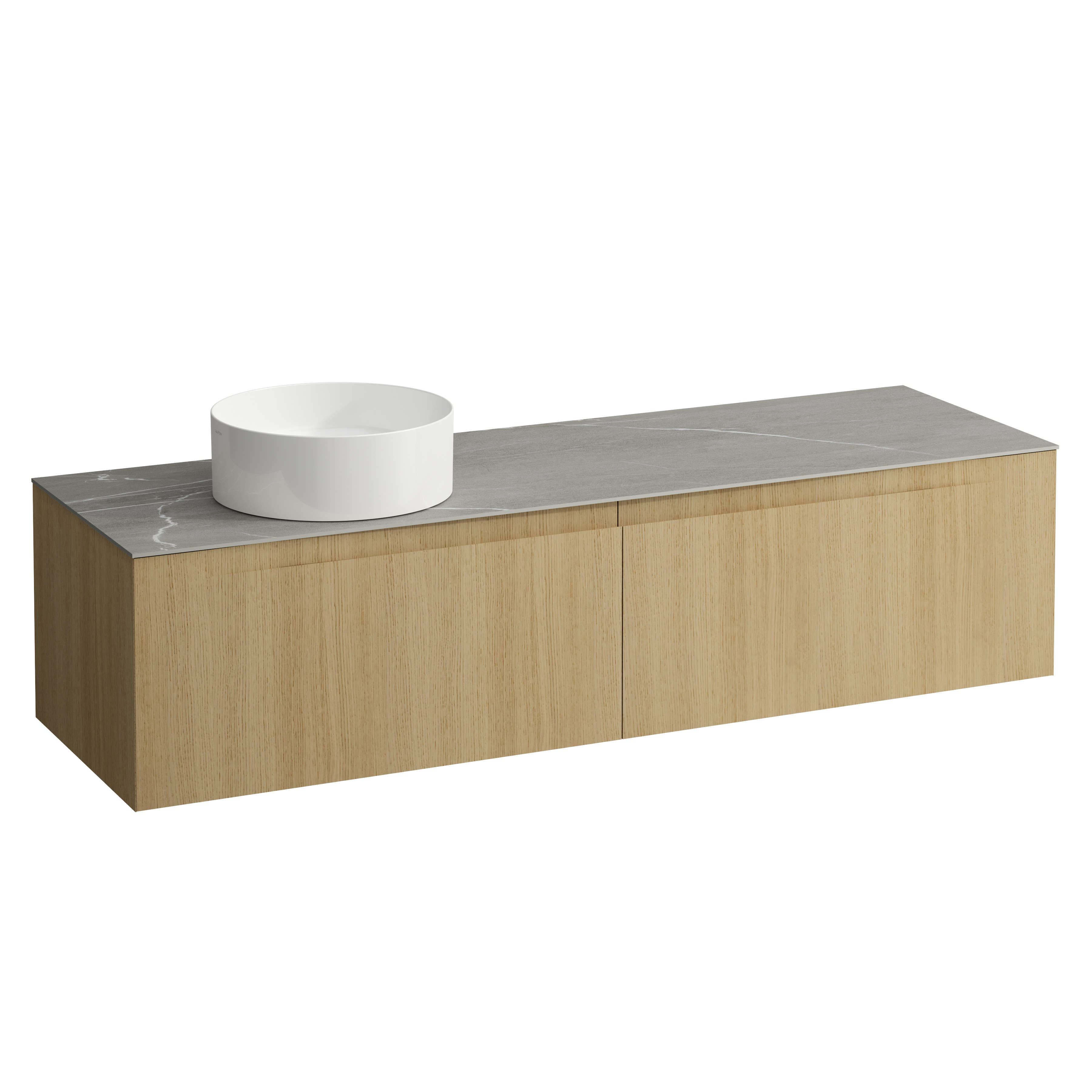Arun meuble 1600 2t avec découpe à gche plan piasentina grigio chêne clair