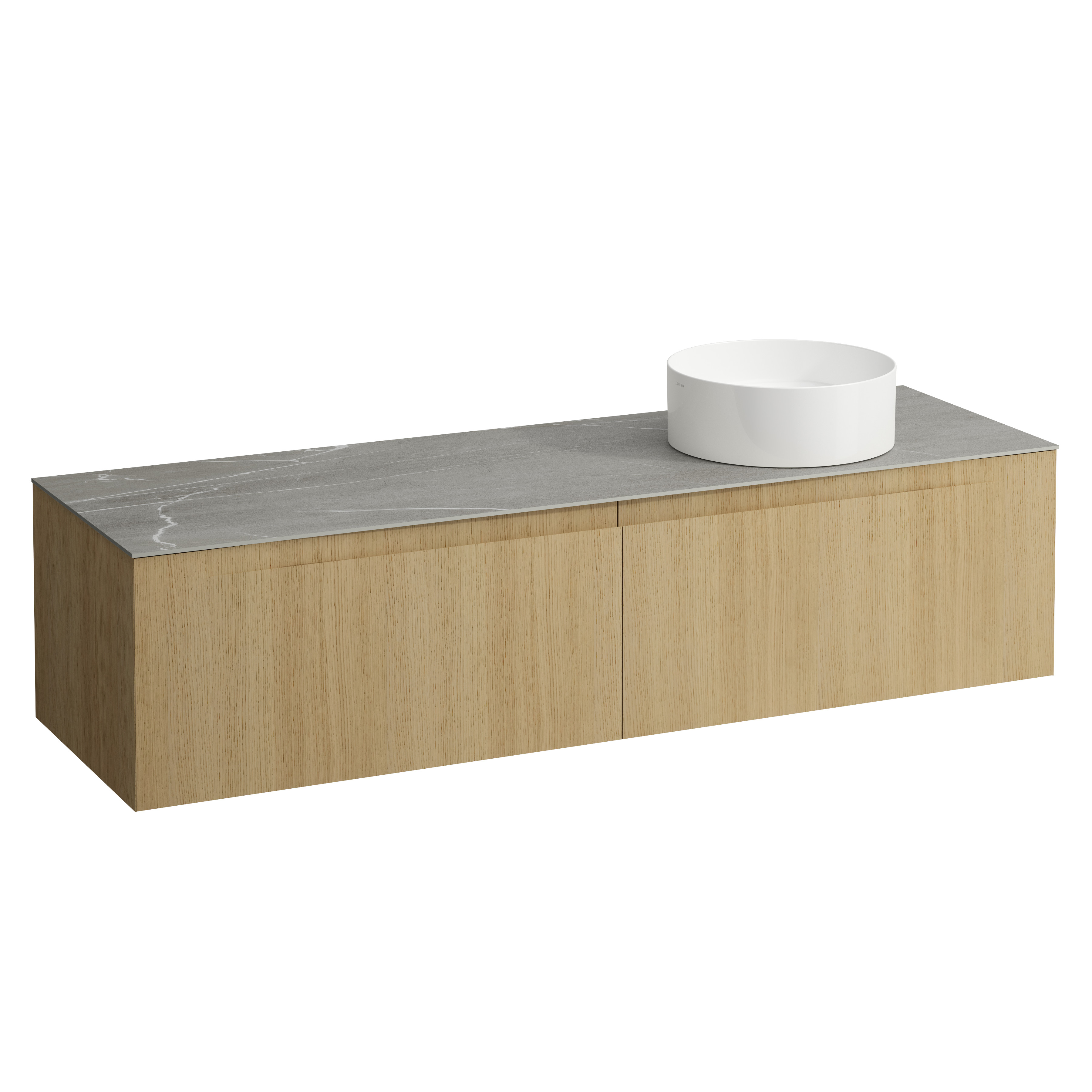 Arun meuble 1600 2t avec découpe à dte plan piasentina grigio chêne clair