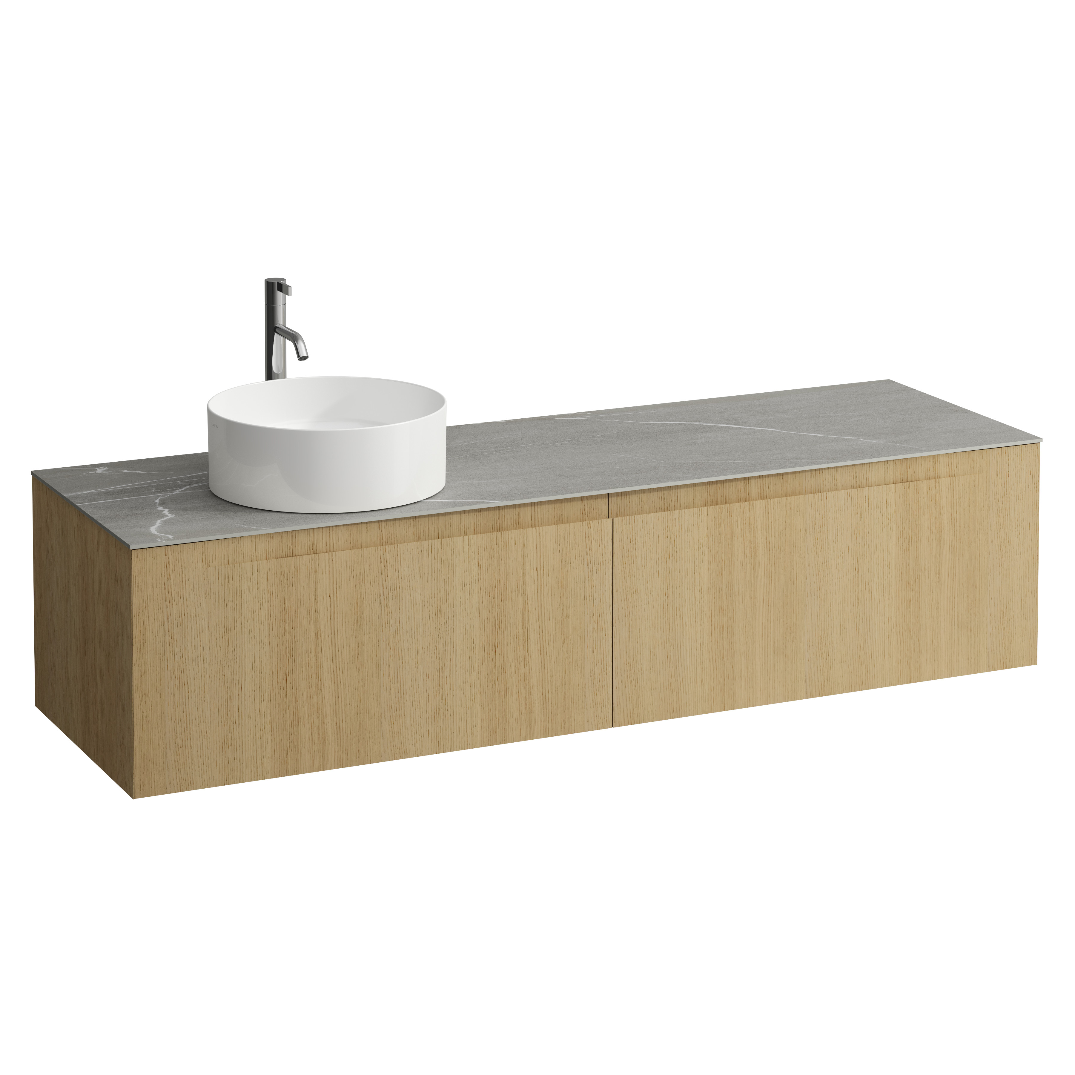 Arun 1600 2t avec découpe à gche plan piasentina grigio percé 1t chêne clair