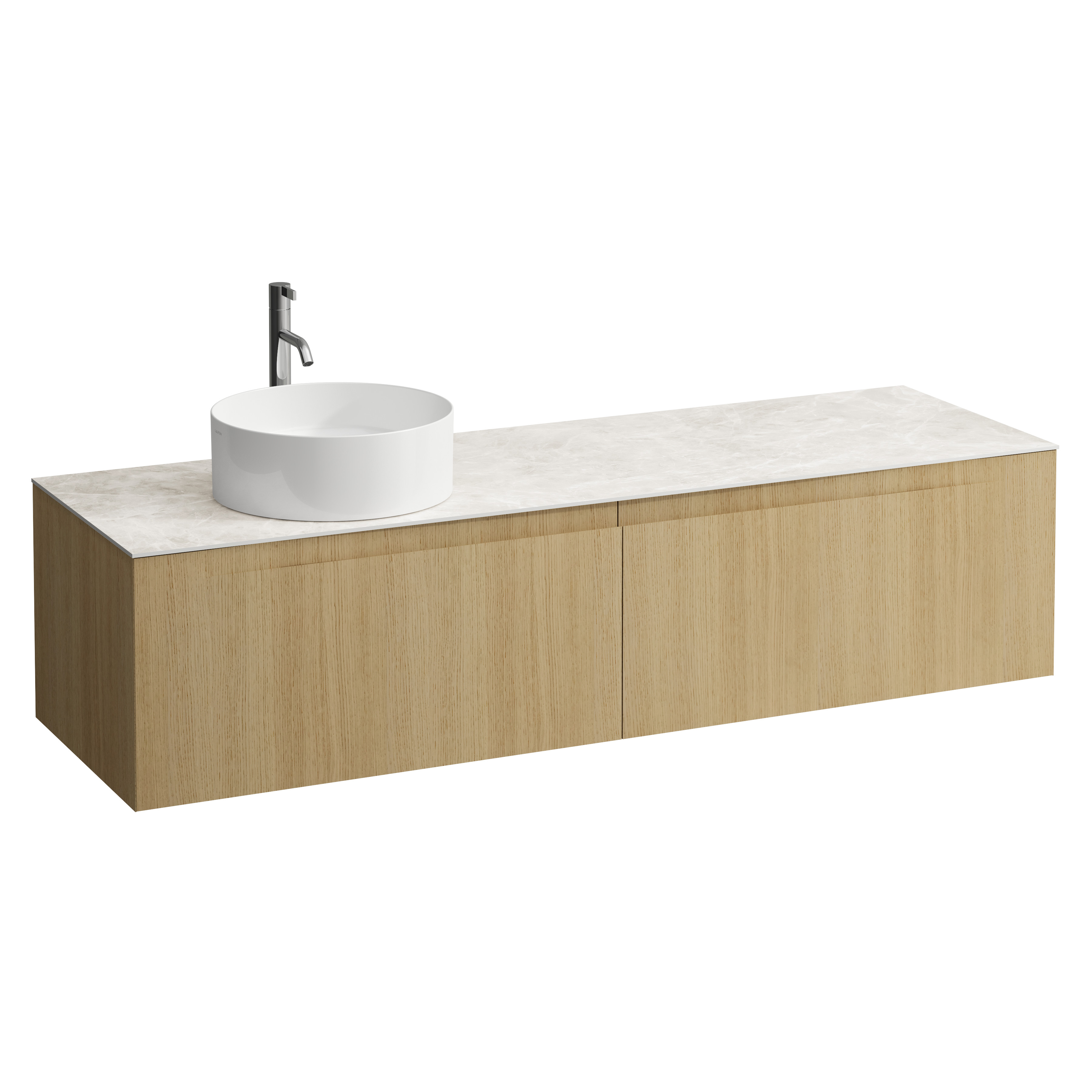 Arun 1600 2t avec découpe à gche plan botticino crema percé 1t chêne clair