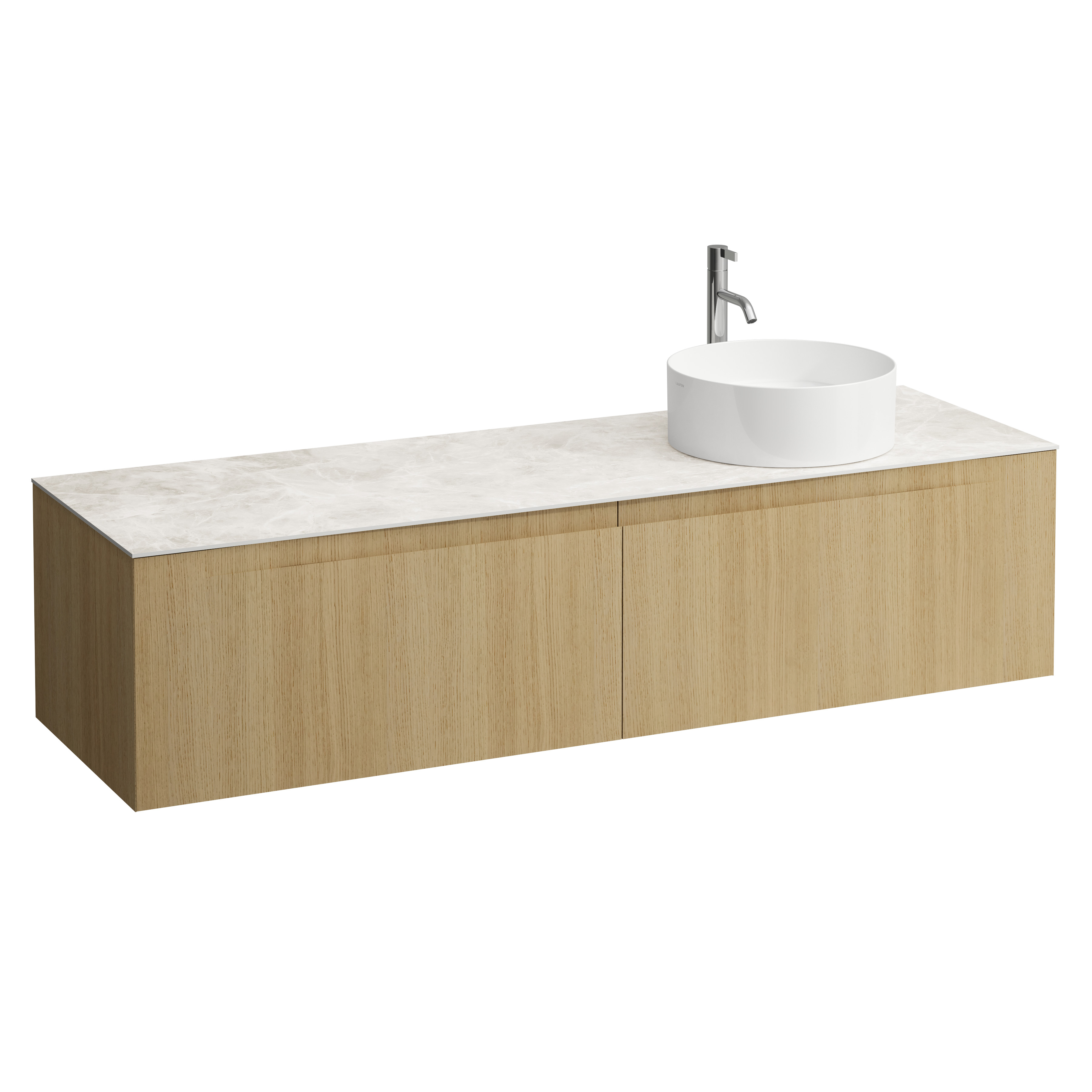Arun 1600 2t avec découpe à dte plan botticino crema percé 1t chêne clair