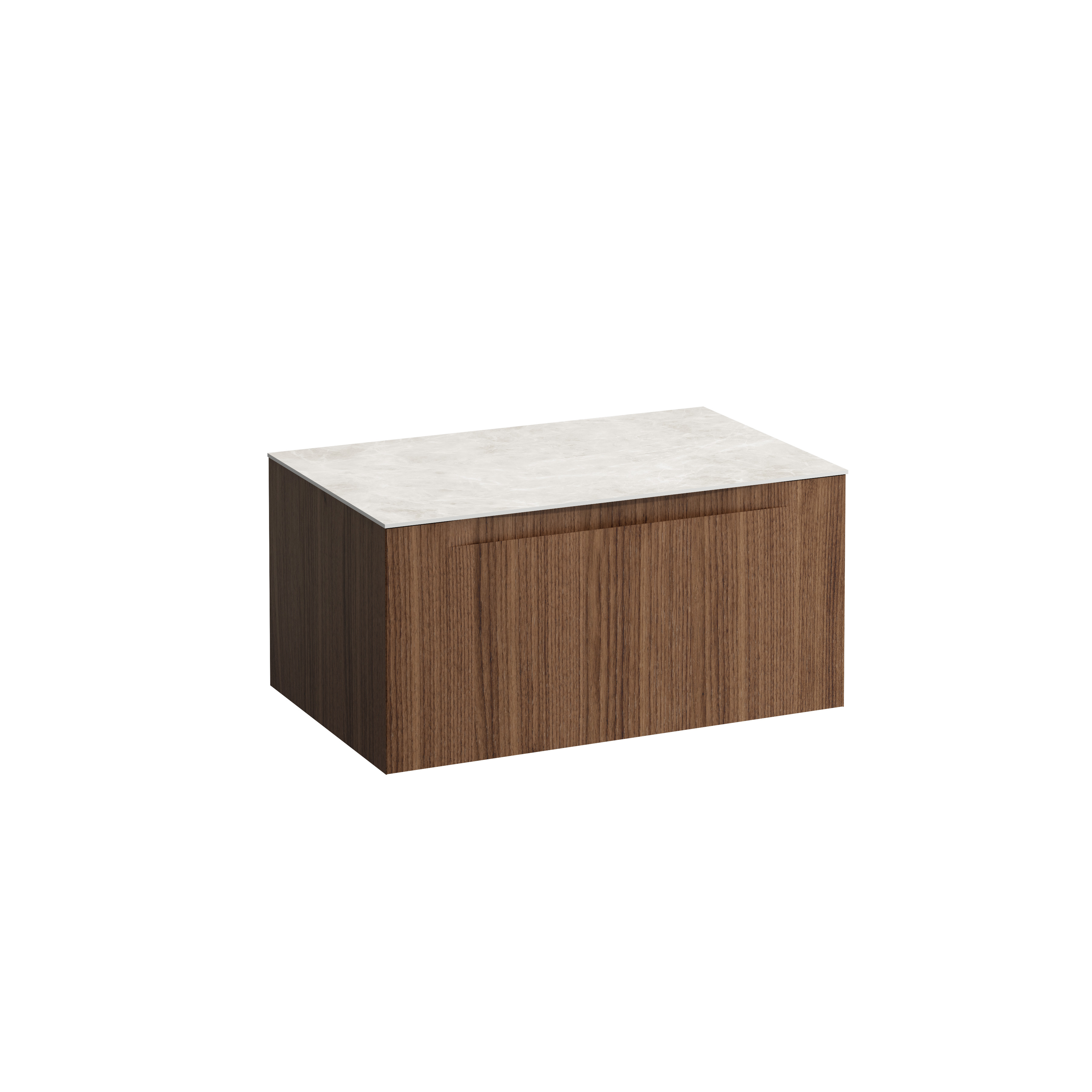 Arun meuble 800 1t sans découpe plan botticino crema noce canaletto/verre bla