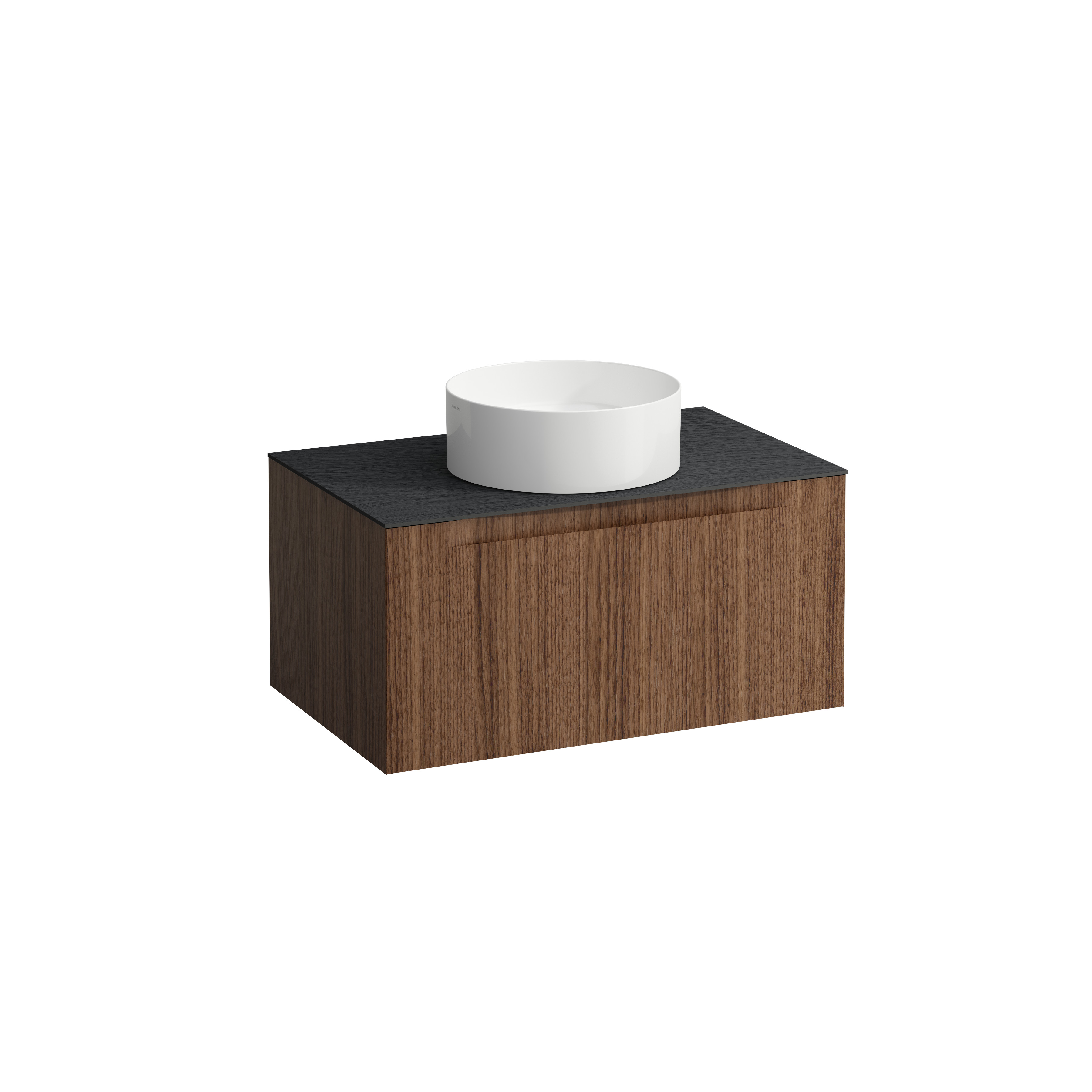 Arun meuble 800 1t découpe centre plan ardesia nera noce canaletto/verre blanc