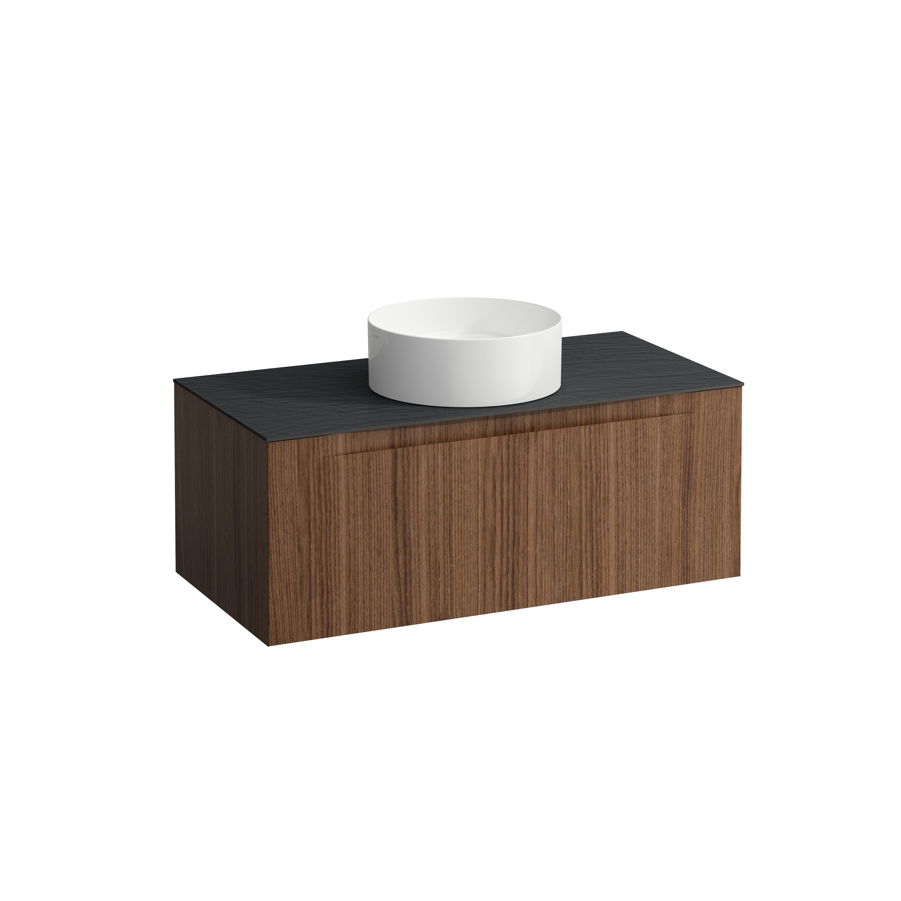 Arun meuble 1000 1t découpe centre plan ardesia nera noce canaletto/verre blanc