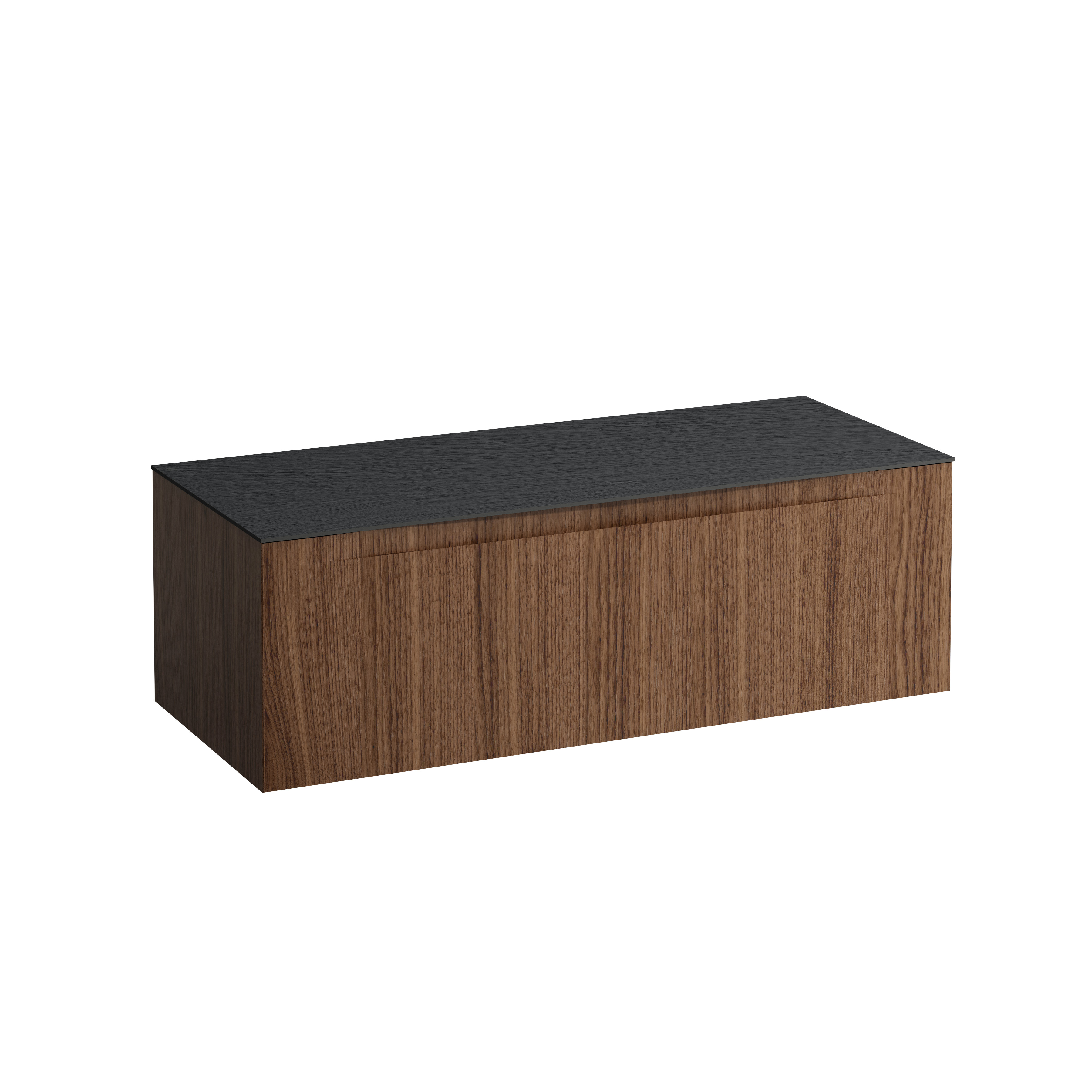 Arun meuble 1200 1t sans découpe plan ardesia nera noce canaletto/verre blanc