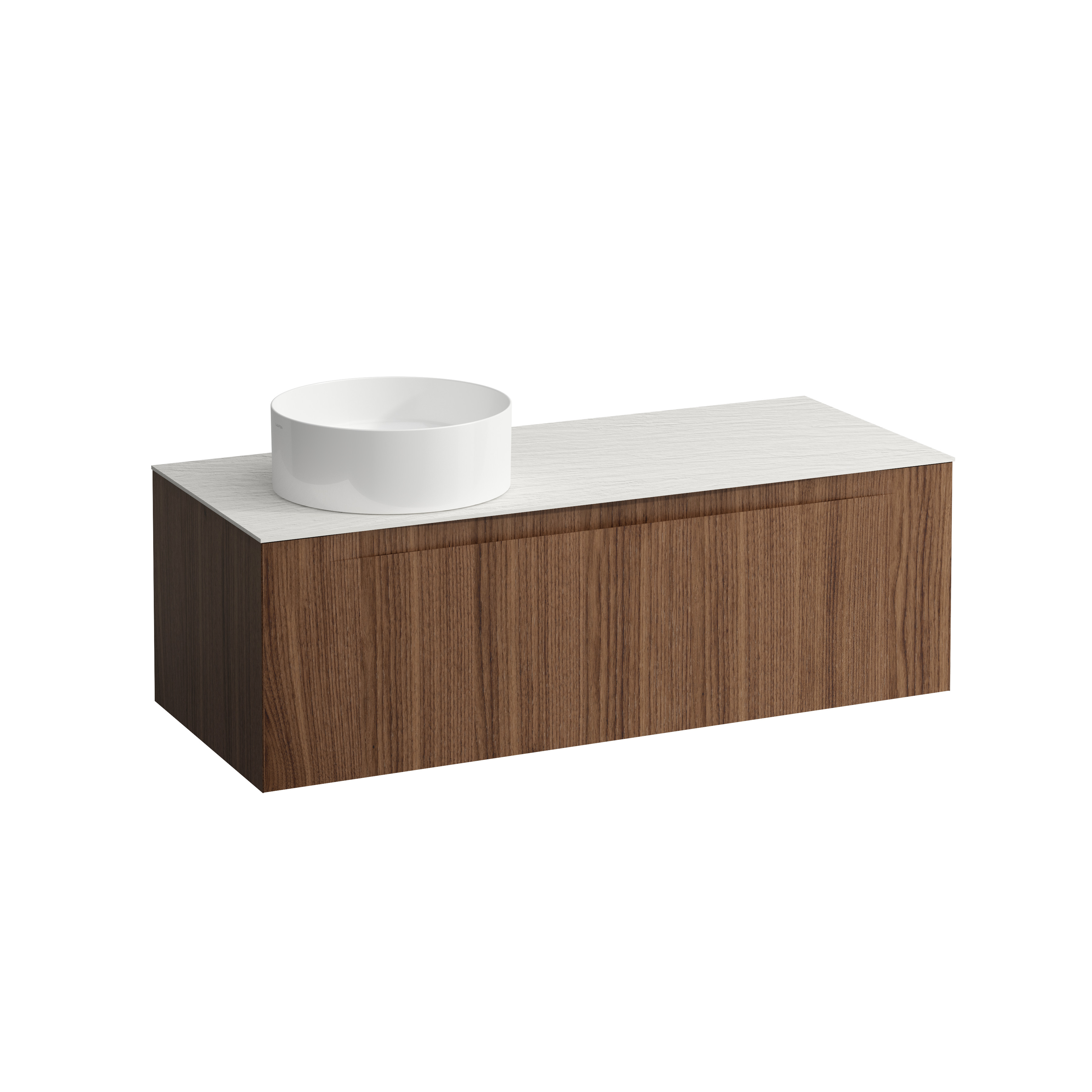 Arun 1200 1t avec découpe à gche plan ardesia bianca noce canaletto/verre blan
