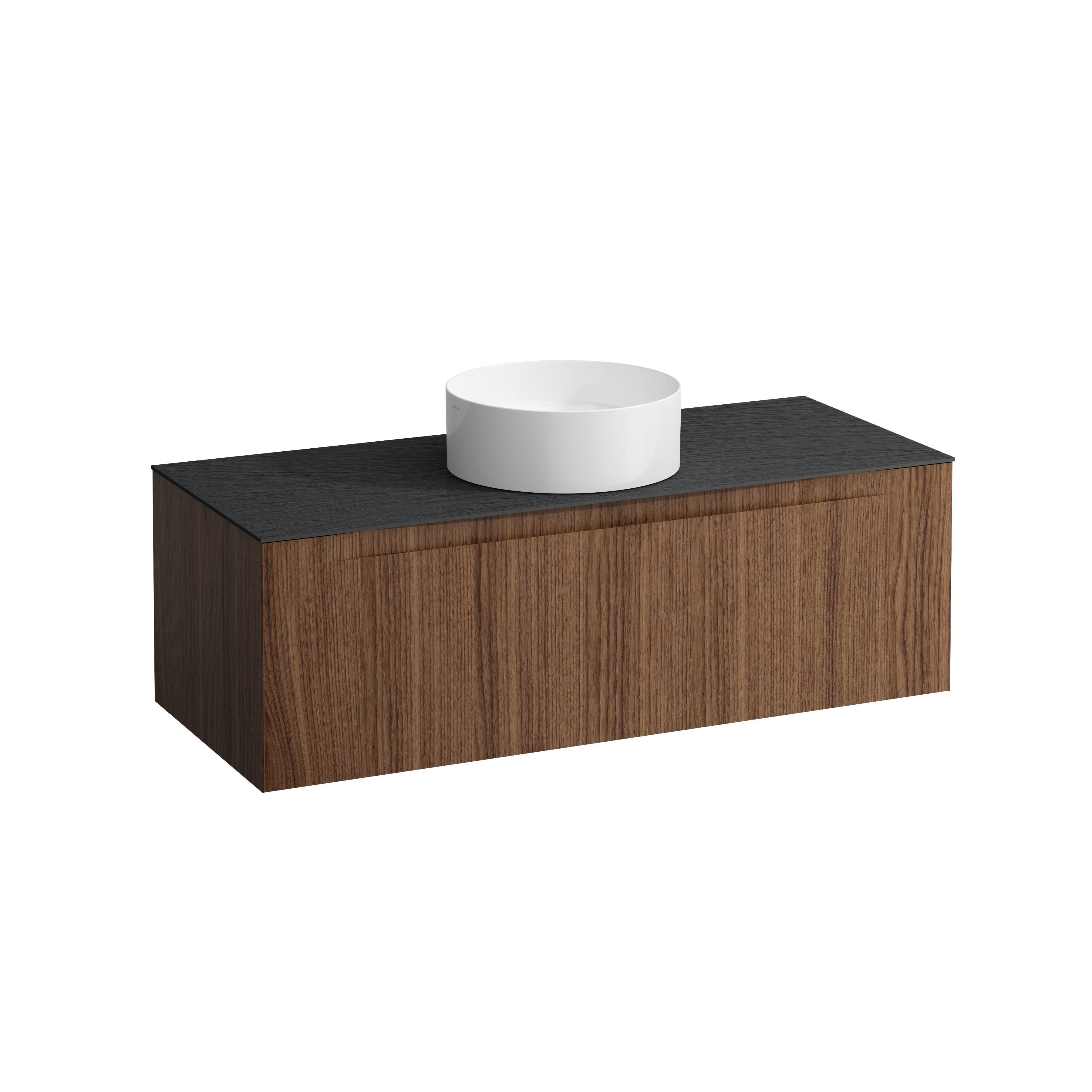 Arun meuble 1200 1t découpe centre plan ardesia nera noce canaletto/verre blanc