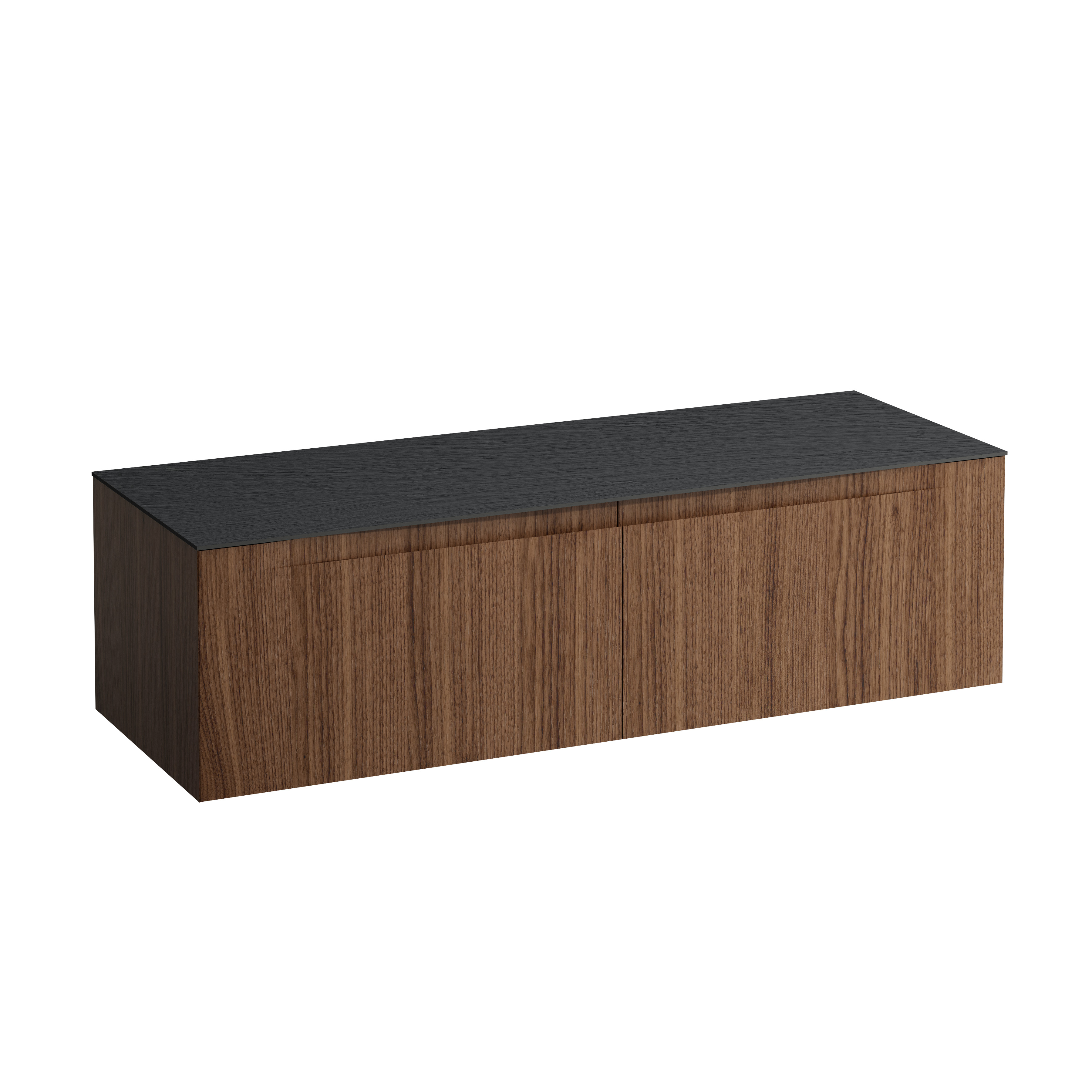 Arun meuble 1400 2t sans découpe plan ardesia nera noce canaletto/verre blanc