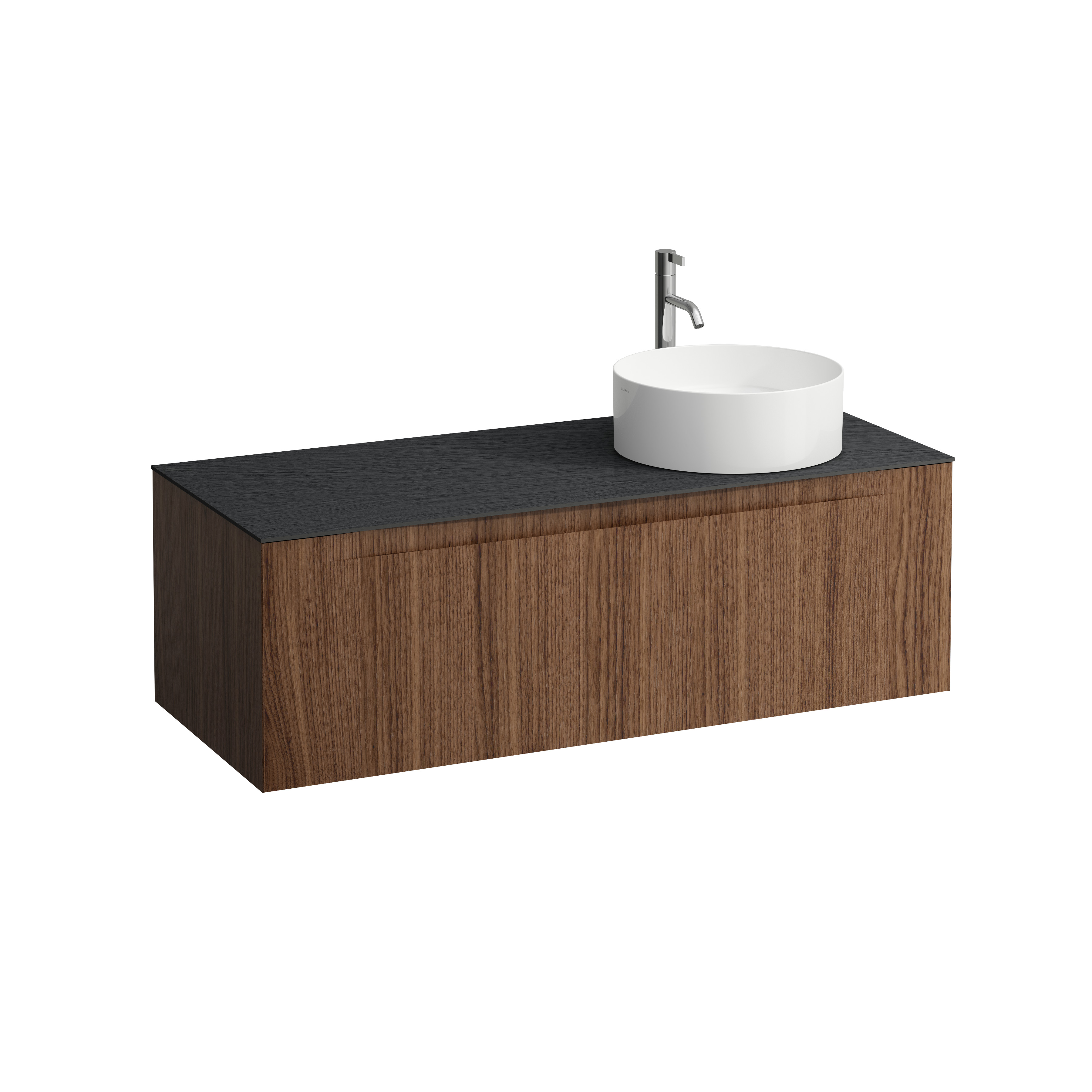 Arun 1200 1t découpe à dte plan ardesia nera percé 1t noce canaletto/verre blanc