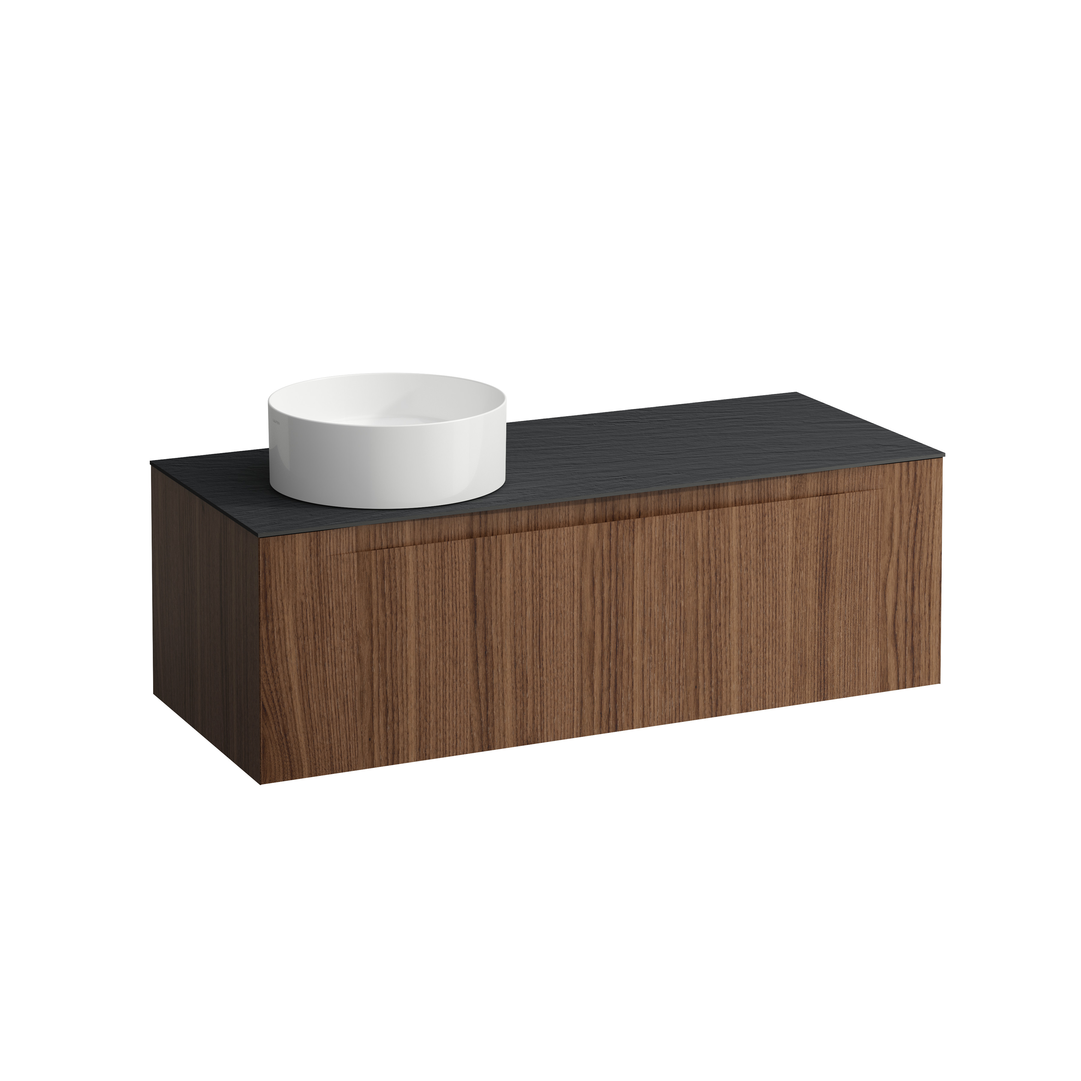 Arun 1200 1t avec découpe à gche plan ardesia nera noce canaletto/verre blanc