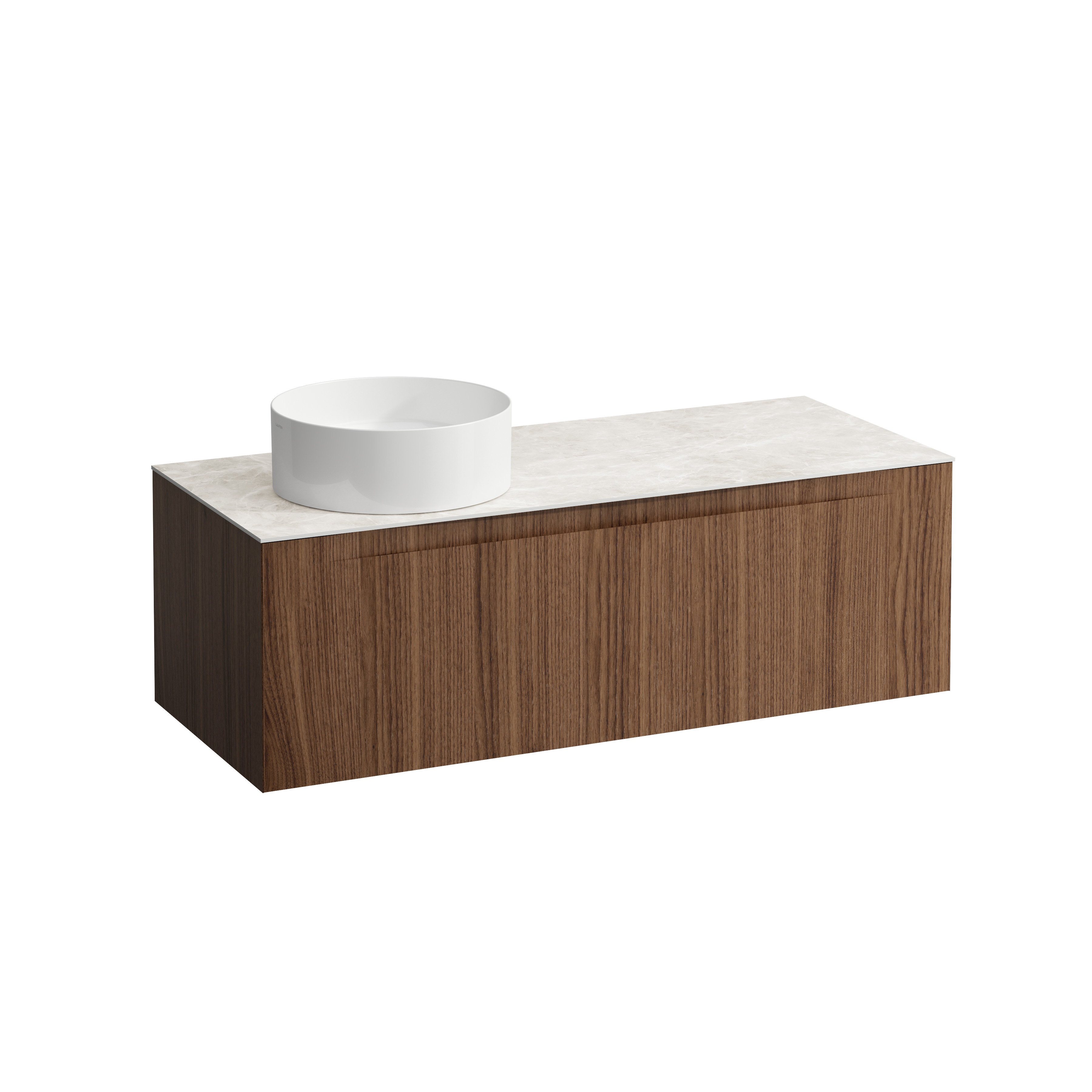 Arun 1200 1t avec découpe à gche plan botticino crema noce canaletto/verre bla