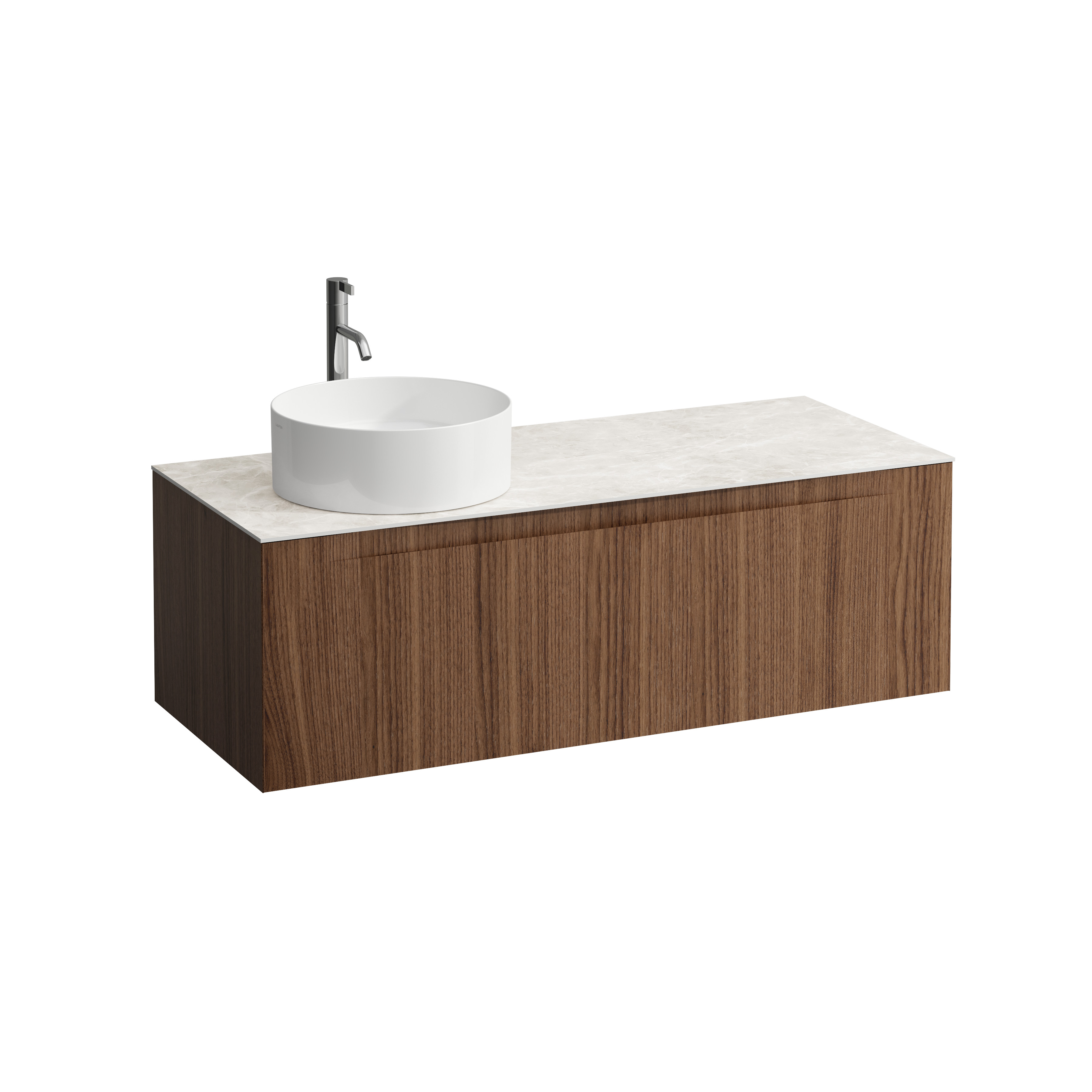 Arun 1200 1t déc à gche plan botticino crema percé 1t noce canaletto/verre blc