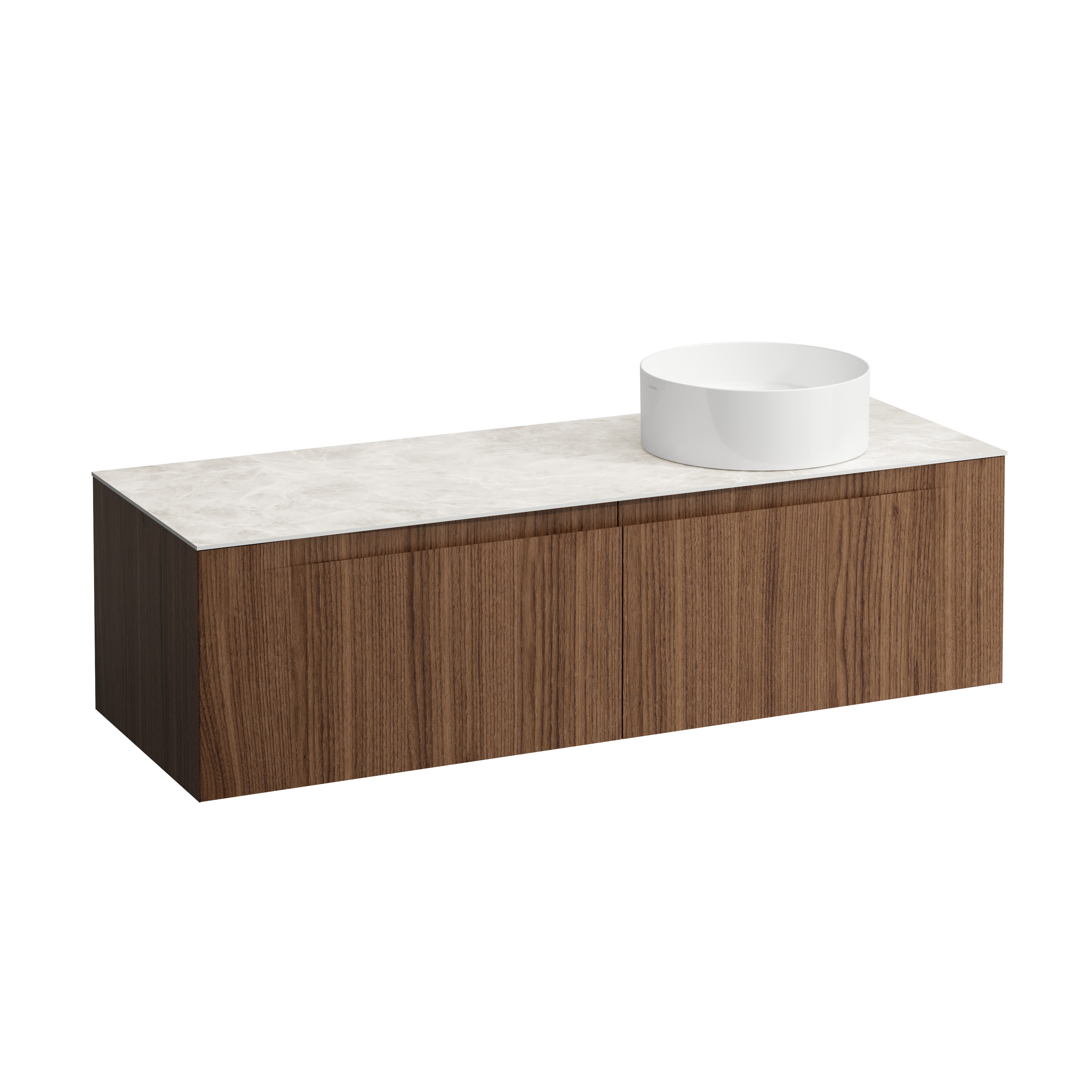 Arun 1400 2t avec découpe à dte plan botticino crema noce canaletto/verre bla