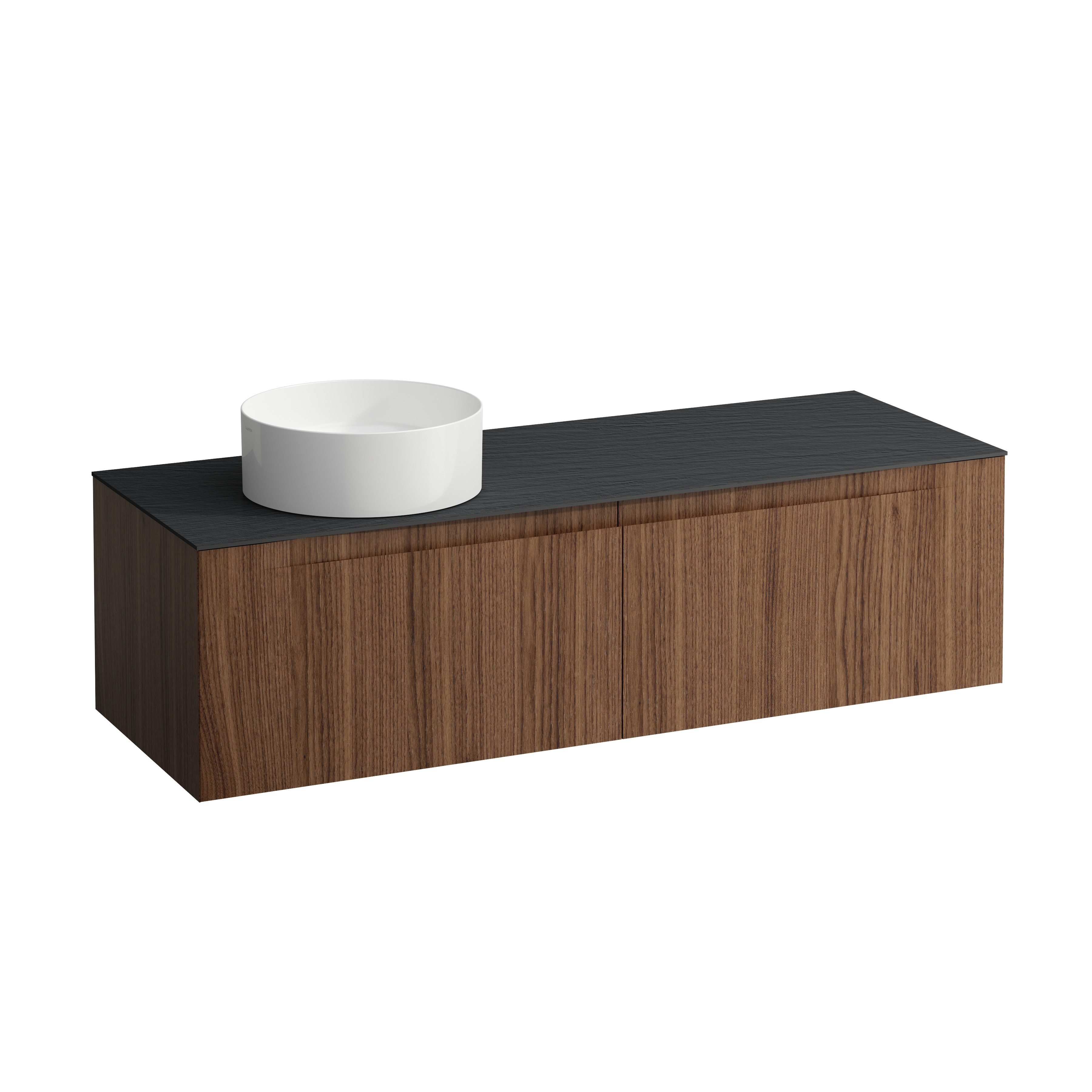 Arun 1400 2t avec découpe à gche plan ardesia nera noce canaletto/verre blanc
