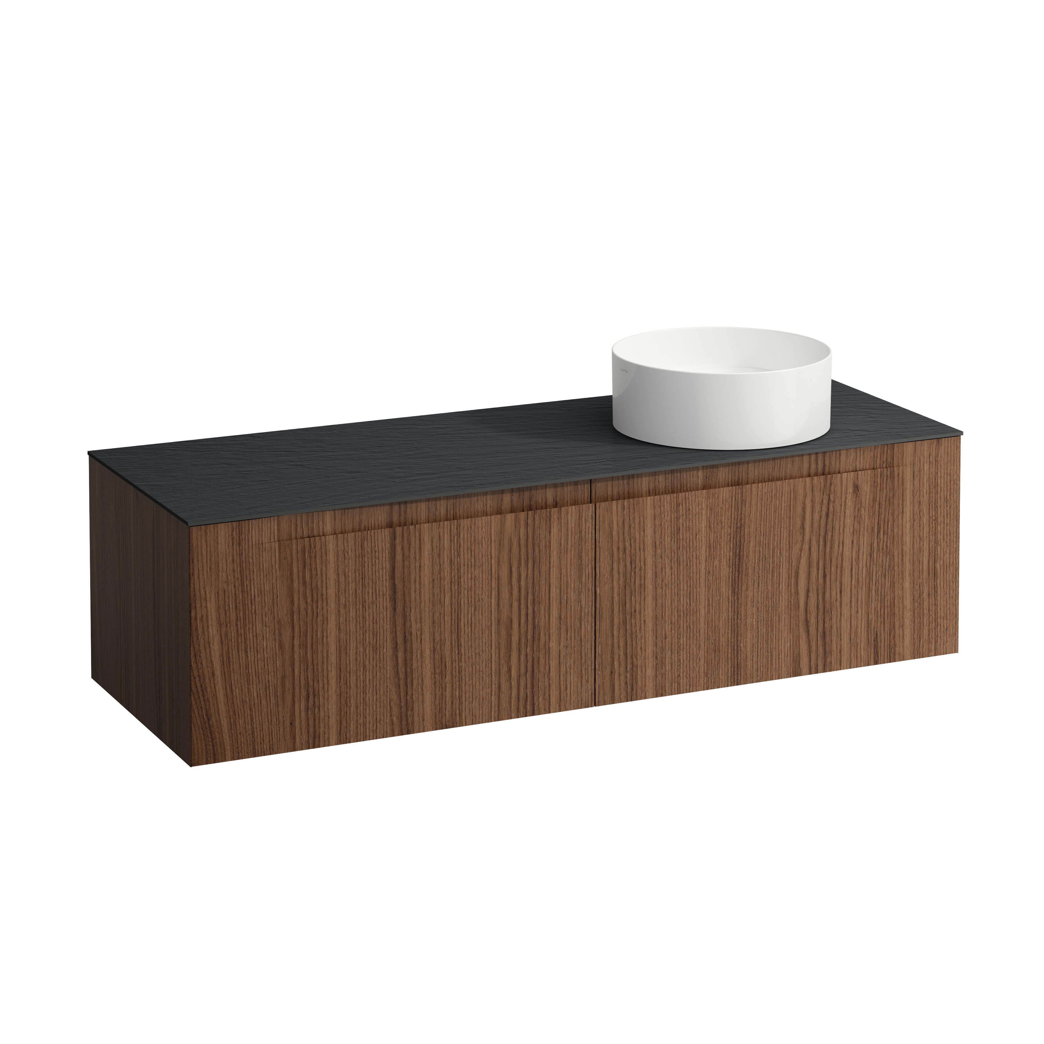 Arun 1400 2t avec découpe à dte plan ardesia nera noce canaletto/verre blanc