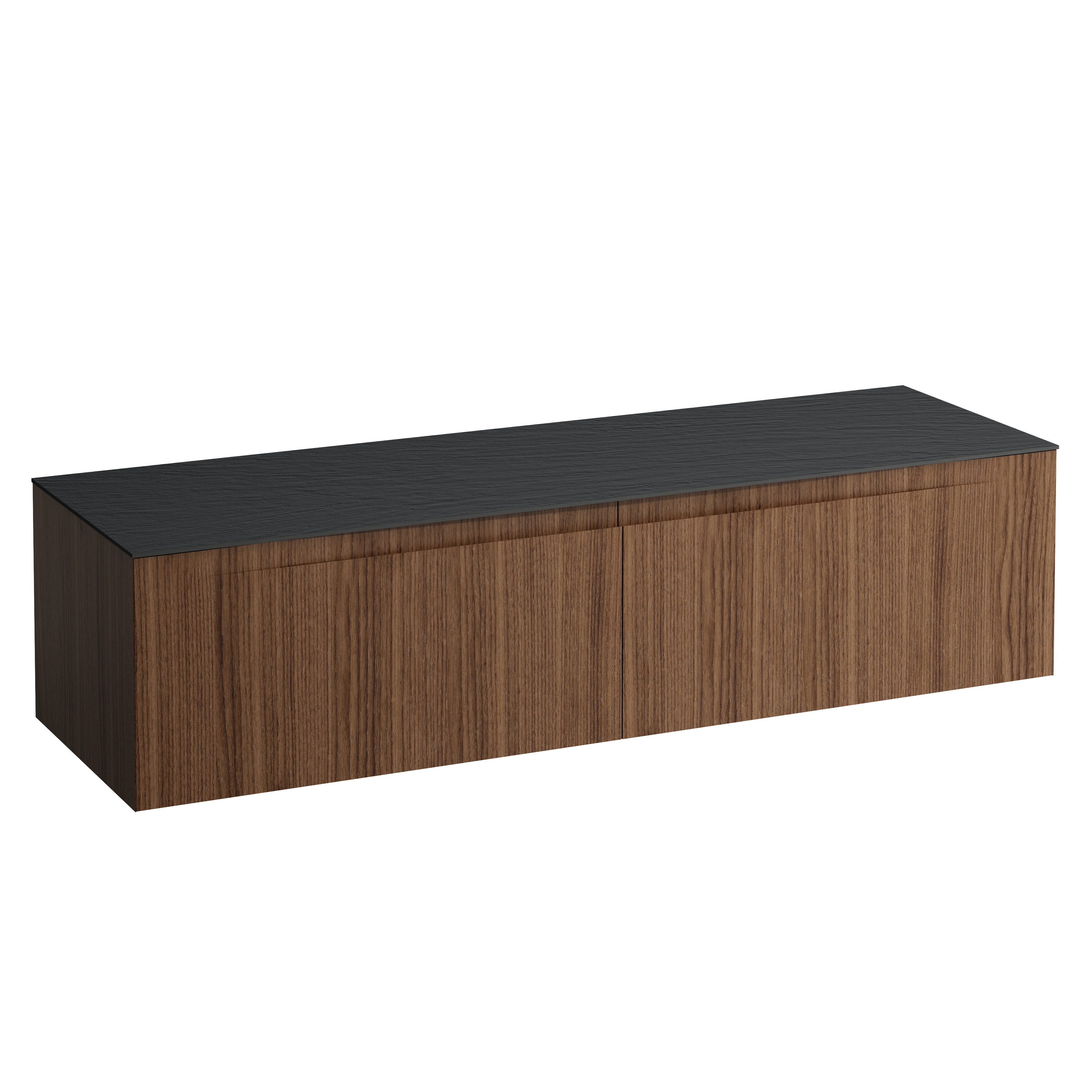 Arun meuble 1600 2t sans découpe plan ardesia nera noce canaletto/verre blanc