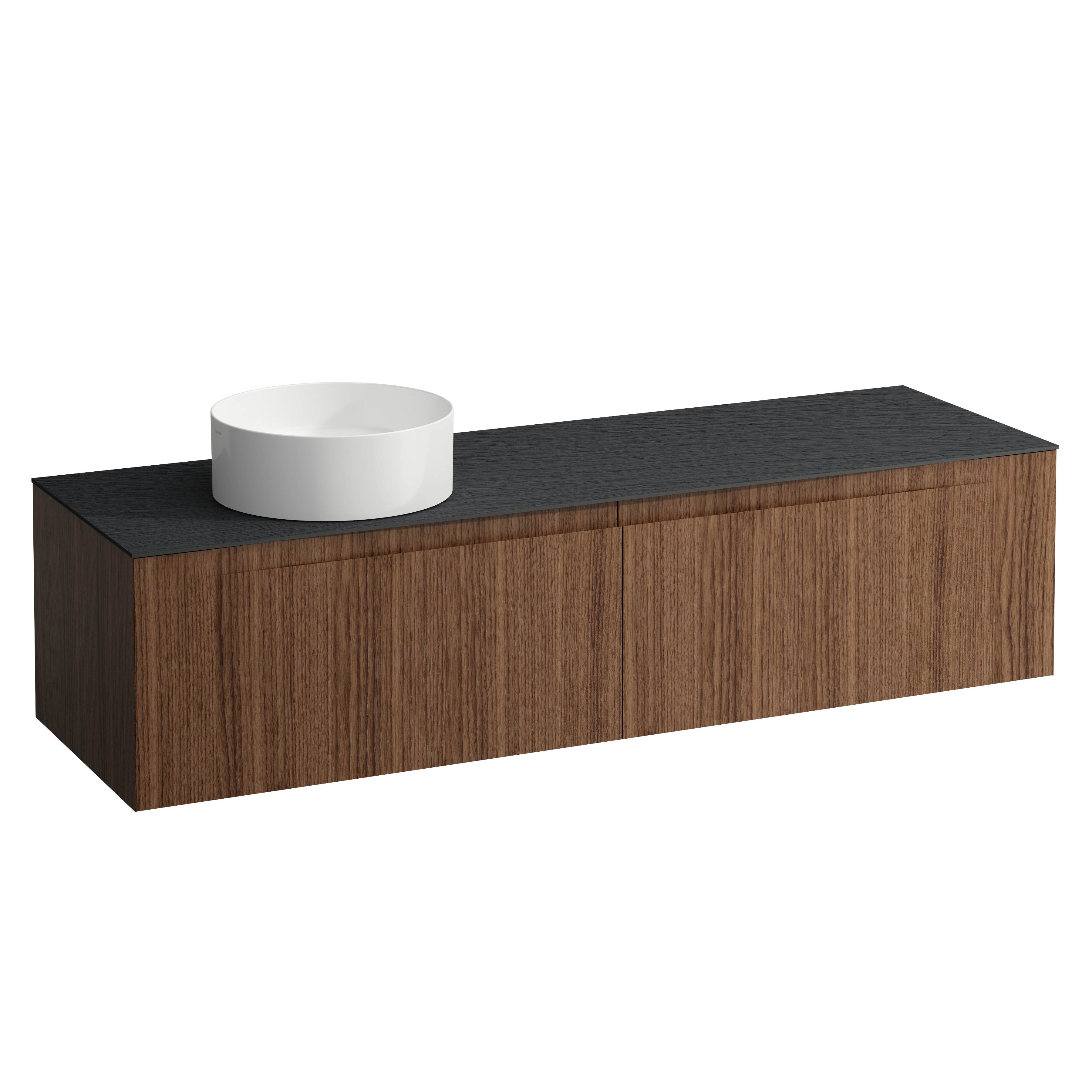 Arun 1600 2t avec découpe à gche plan ardesia nera noce canaletto/verre blanc