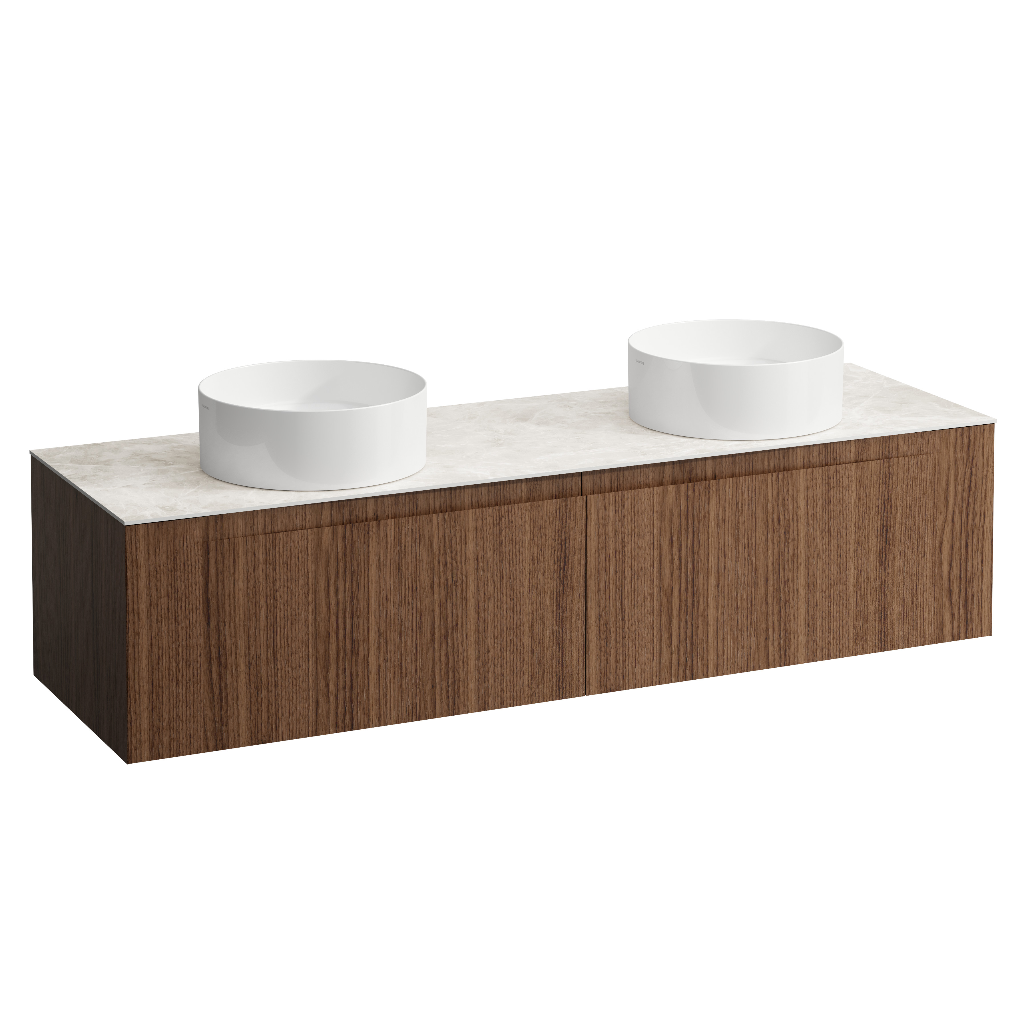 Arun 1600 2t déc à gche et à dte plan botticino crema noce canaletto/verre blc