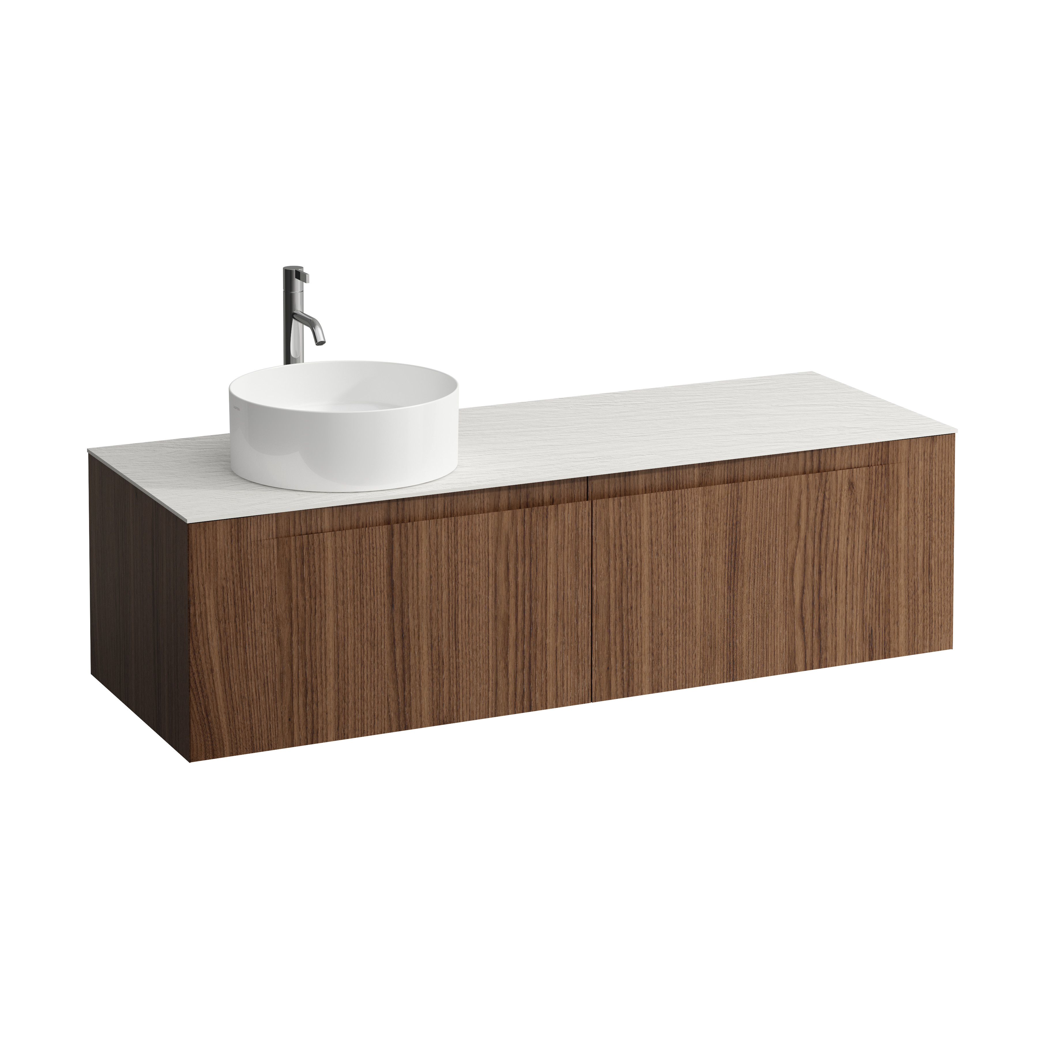 Arun 1400 2t déc à gche plan ardesia bianca percé 1t noce canaletto/verre blc