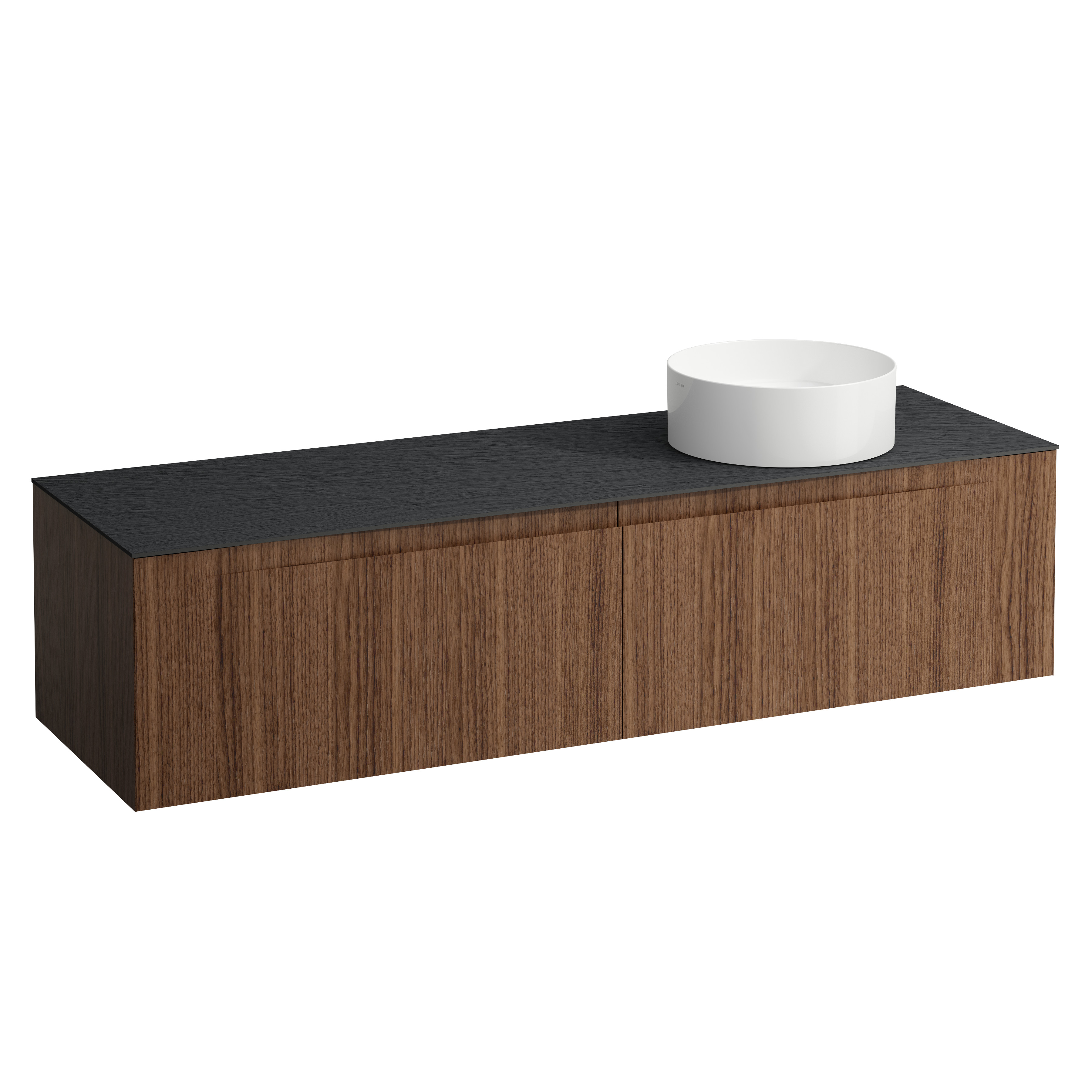 Arun 1600 2t avec découpe à dte plan ardesia nera noce canaletto/verre blanc