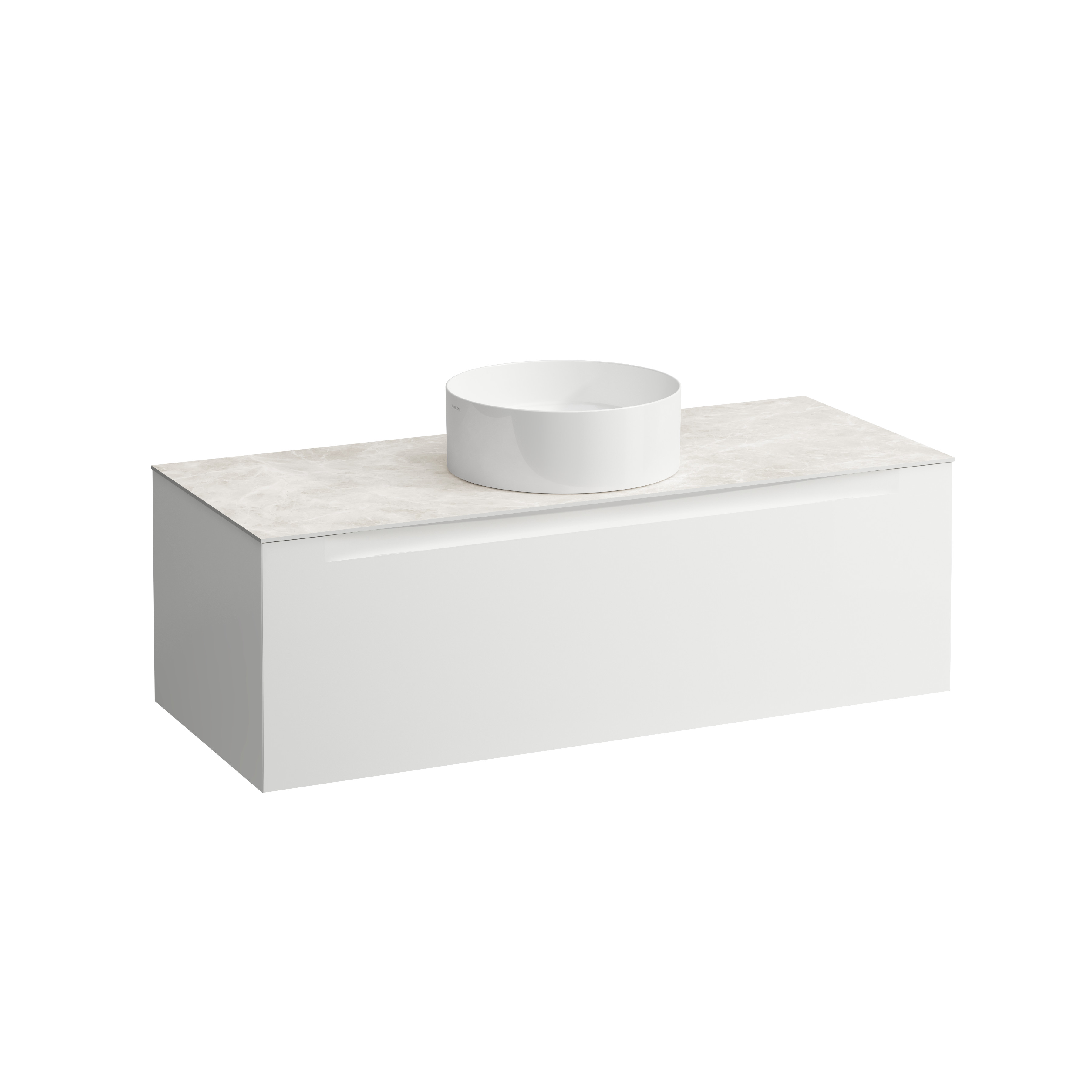 Arun meuble 1200 1t avec découpe centrale plan botticino crema multicolou