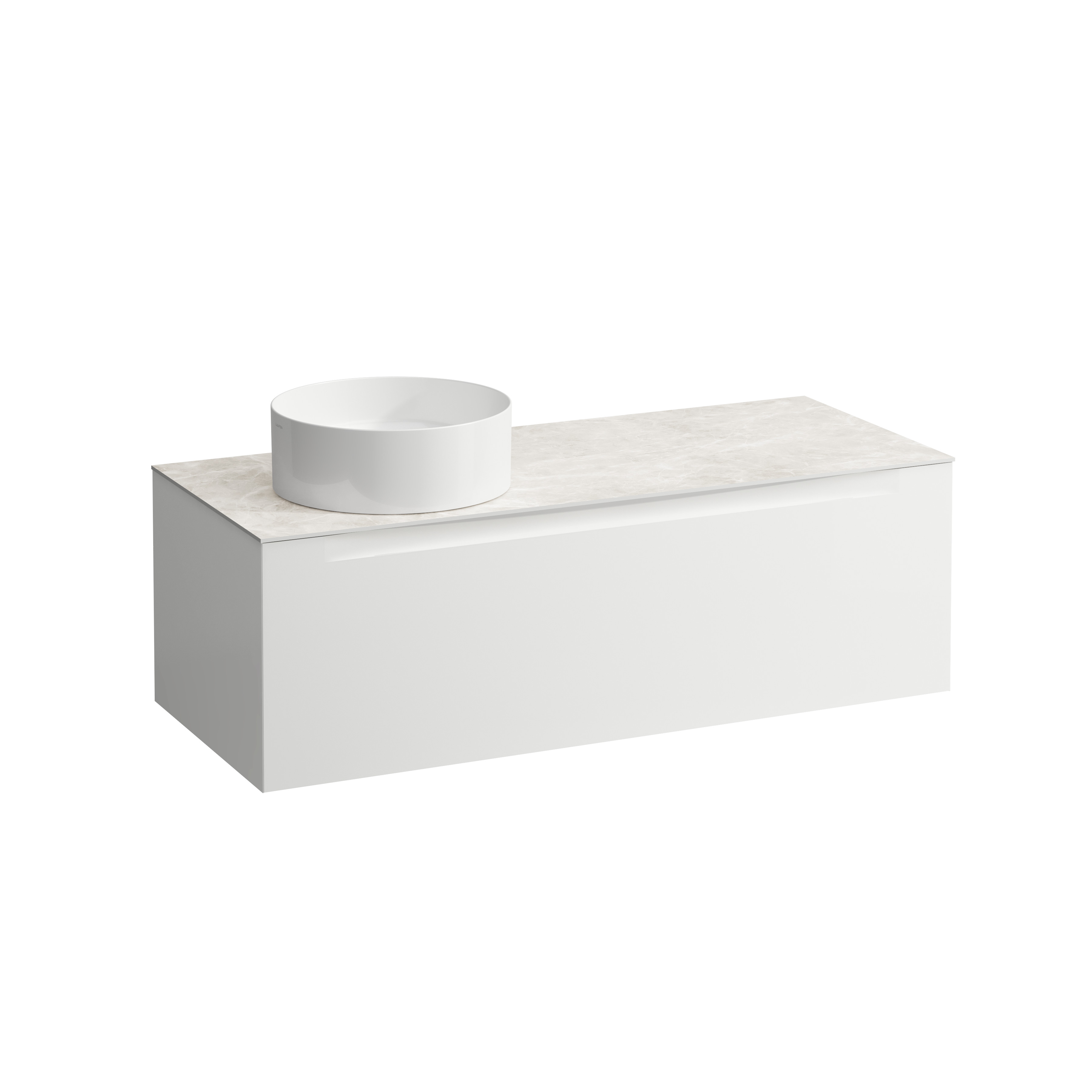Arun meuble 1200 1t avec découpe à gche plan botticino crema multicolour