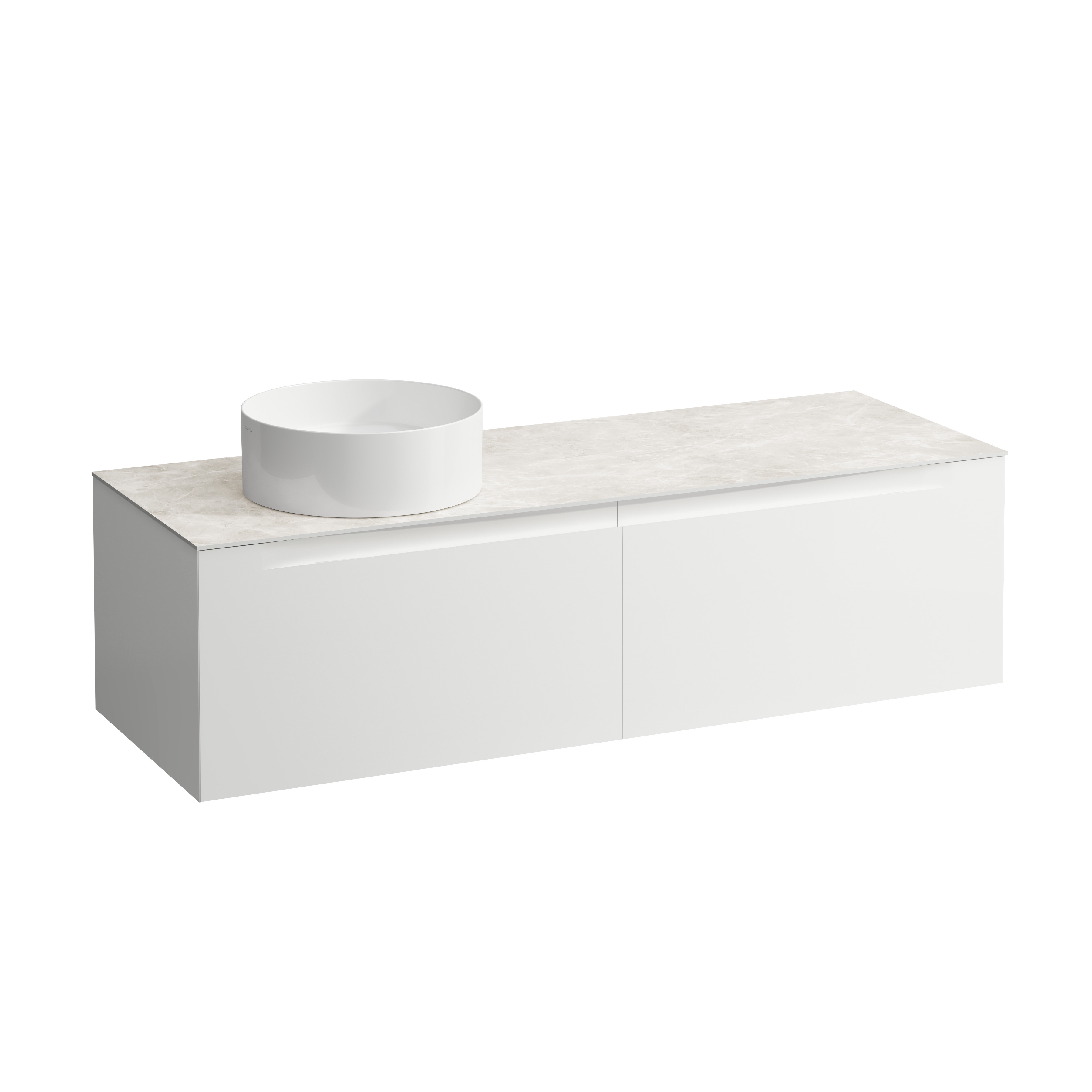 Arun meuble 1400 2t avec découpe à gche plan botticino crema multicolour