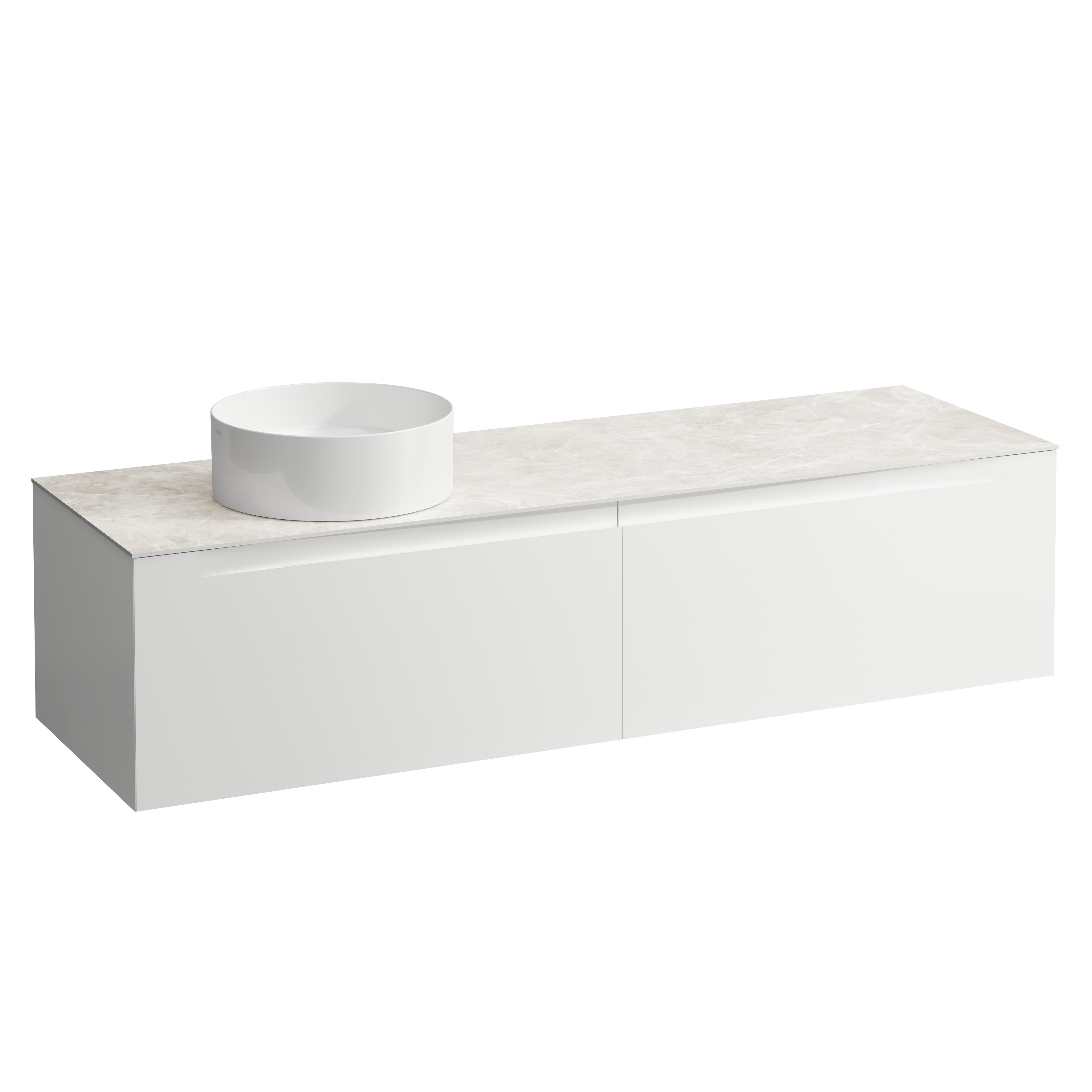 Arun meuble 1600 2t avec découpe à gche plan botticino crema multicolour